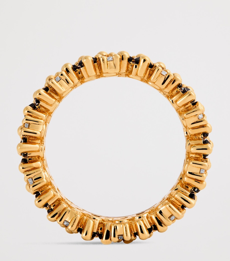 Suzanne Kalan Gold, Diamond and Black Sapphire Audrey Shimmer Eternity Ring Yg/bs Image 3