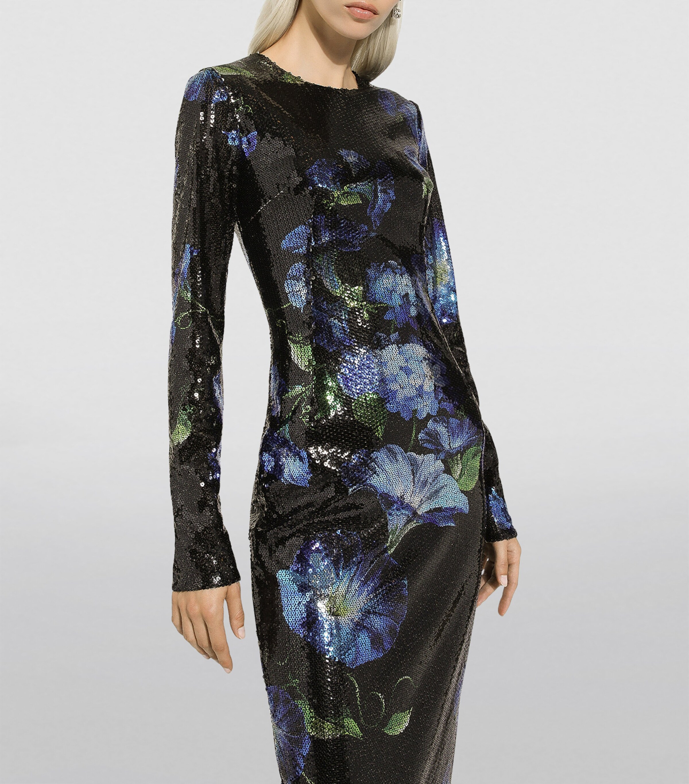 Dolce&Gabbana Womens Sequinned Floral Maxi Dress Campanule Fdo Image 3