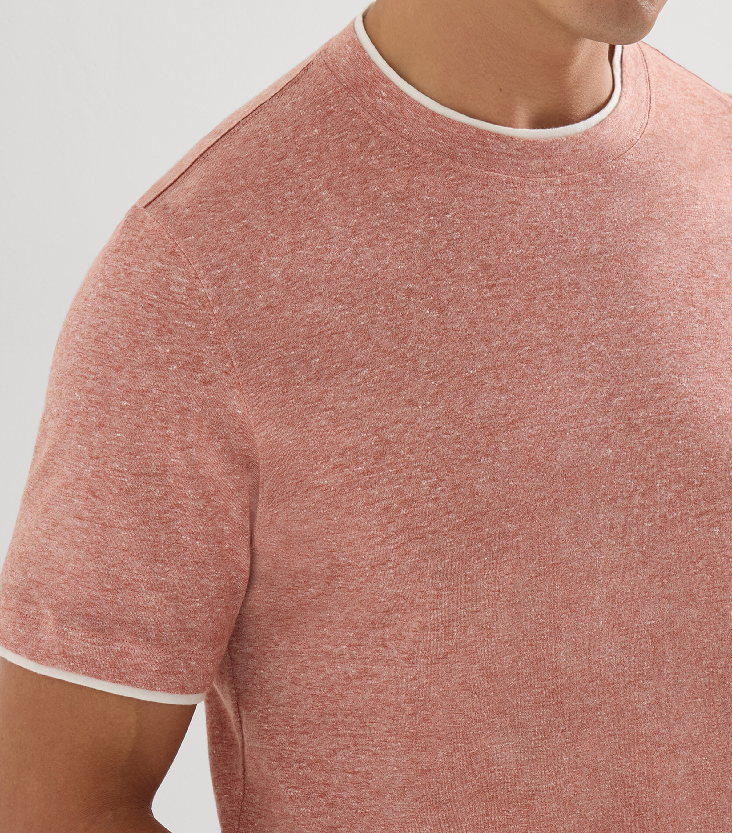 Brunello Cucinelli Mens Linen-Cotton Faux-Layered T-Shirt Image 6