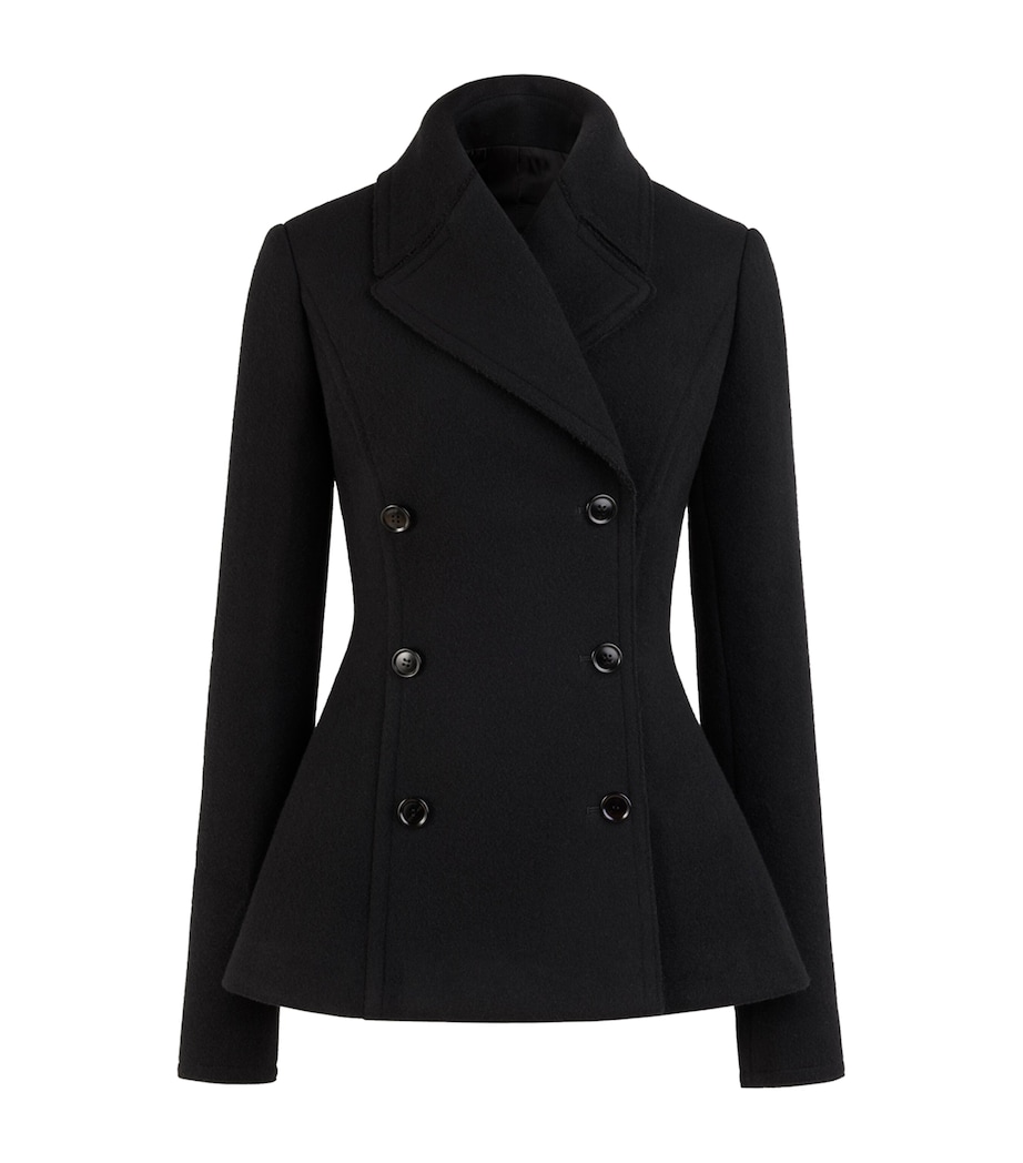 Alaïa Womens Wool Fitted Pea Coat Black Image 1