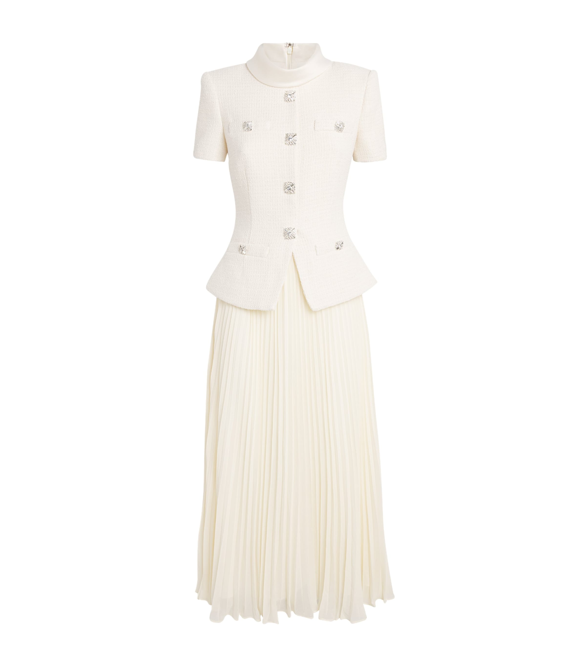 Bouclé Chiffon Midi Dress CREAM Image 1