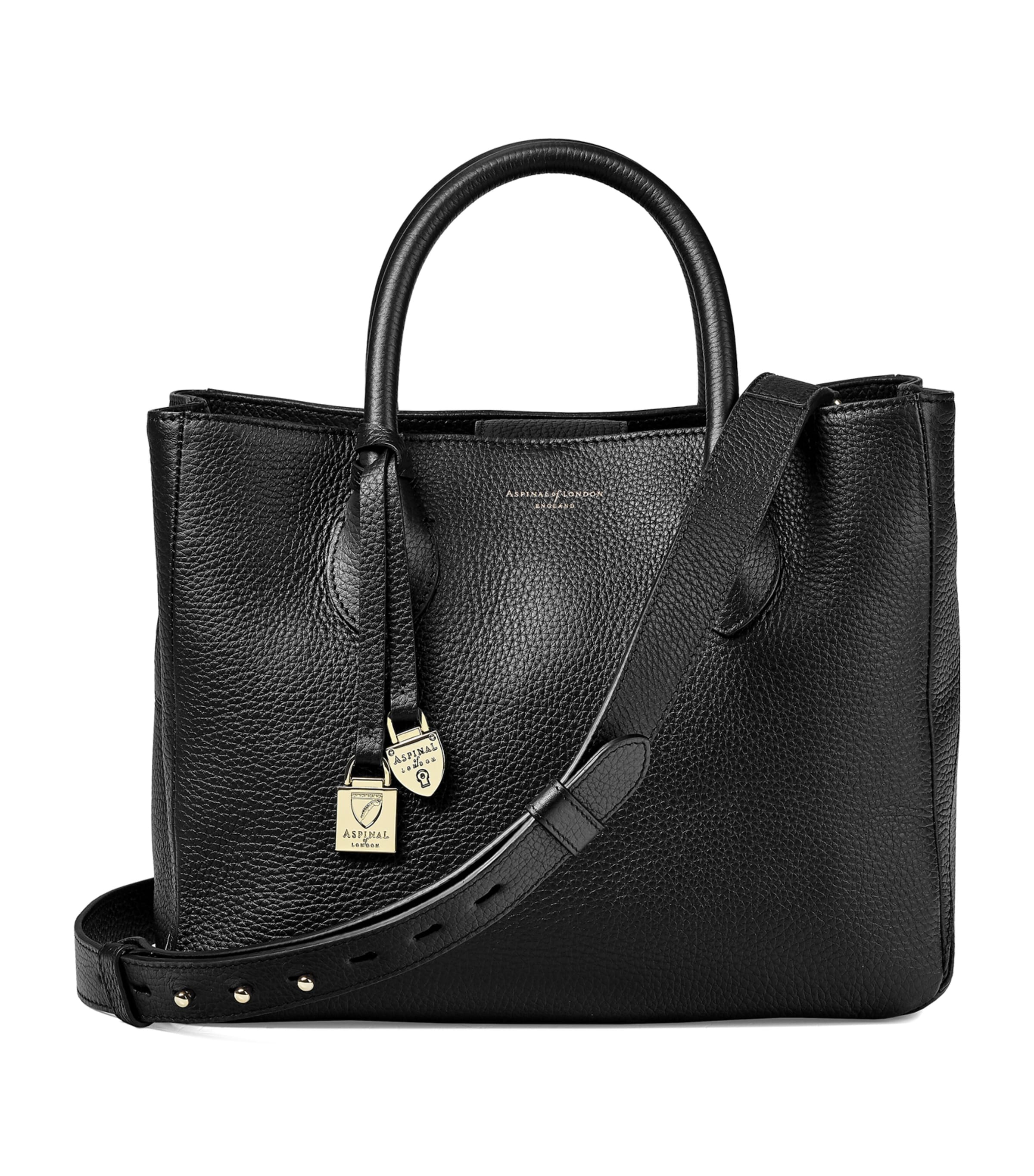 Midi Leather London Tote Bag BLACK Image 7
