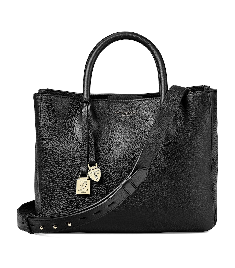 Midi Leather London Tote Bag BLACK Image 7