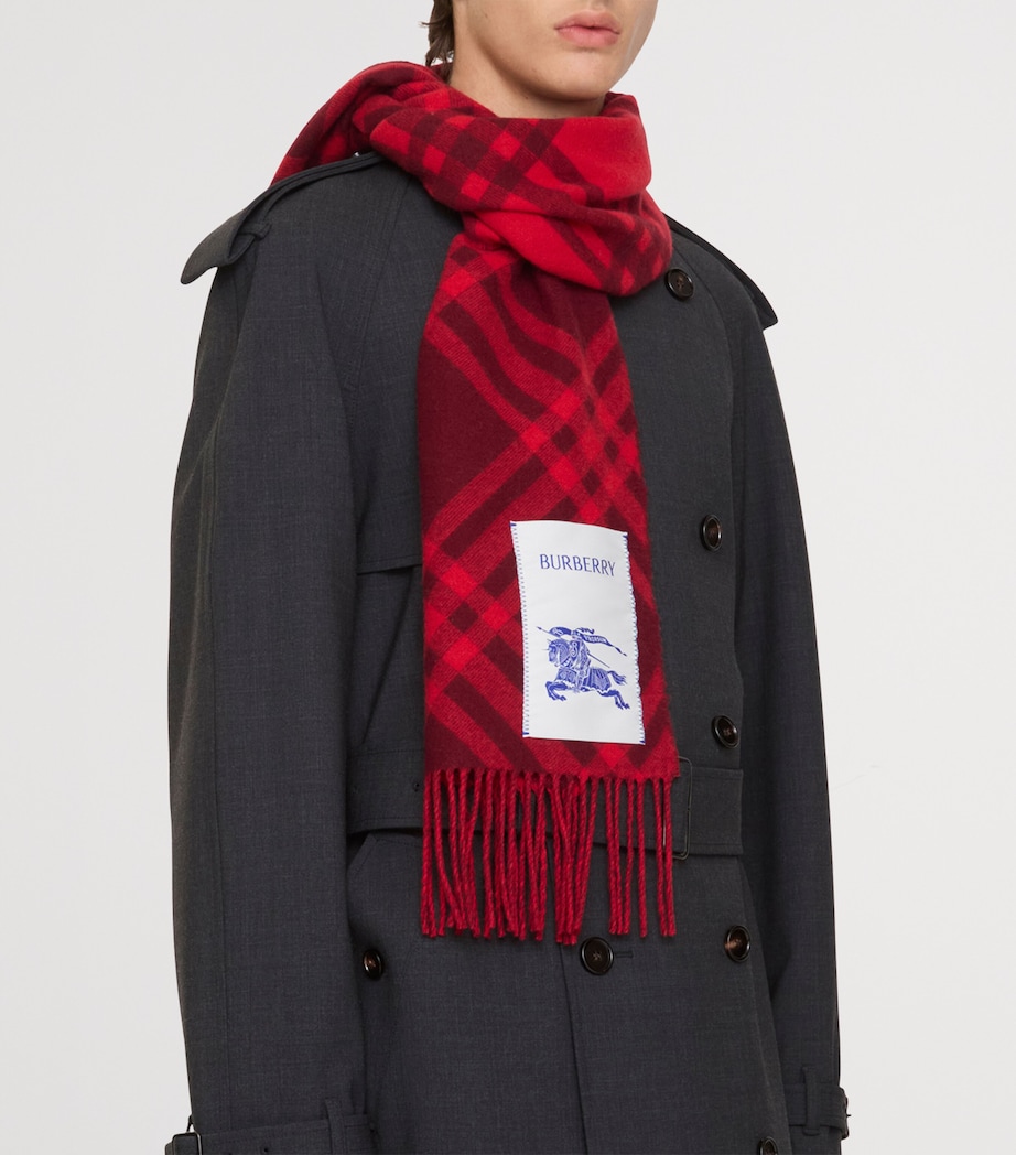 Cashmere Check Scarf OXBLOOD RED Image 7
