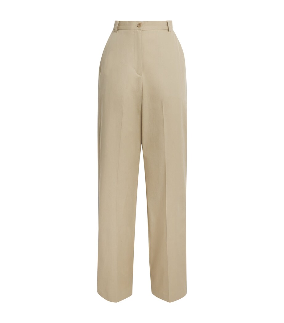 Claudie Pierlot Cotton Straight Trousers Beige Image 1