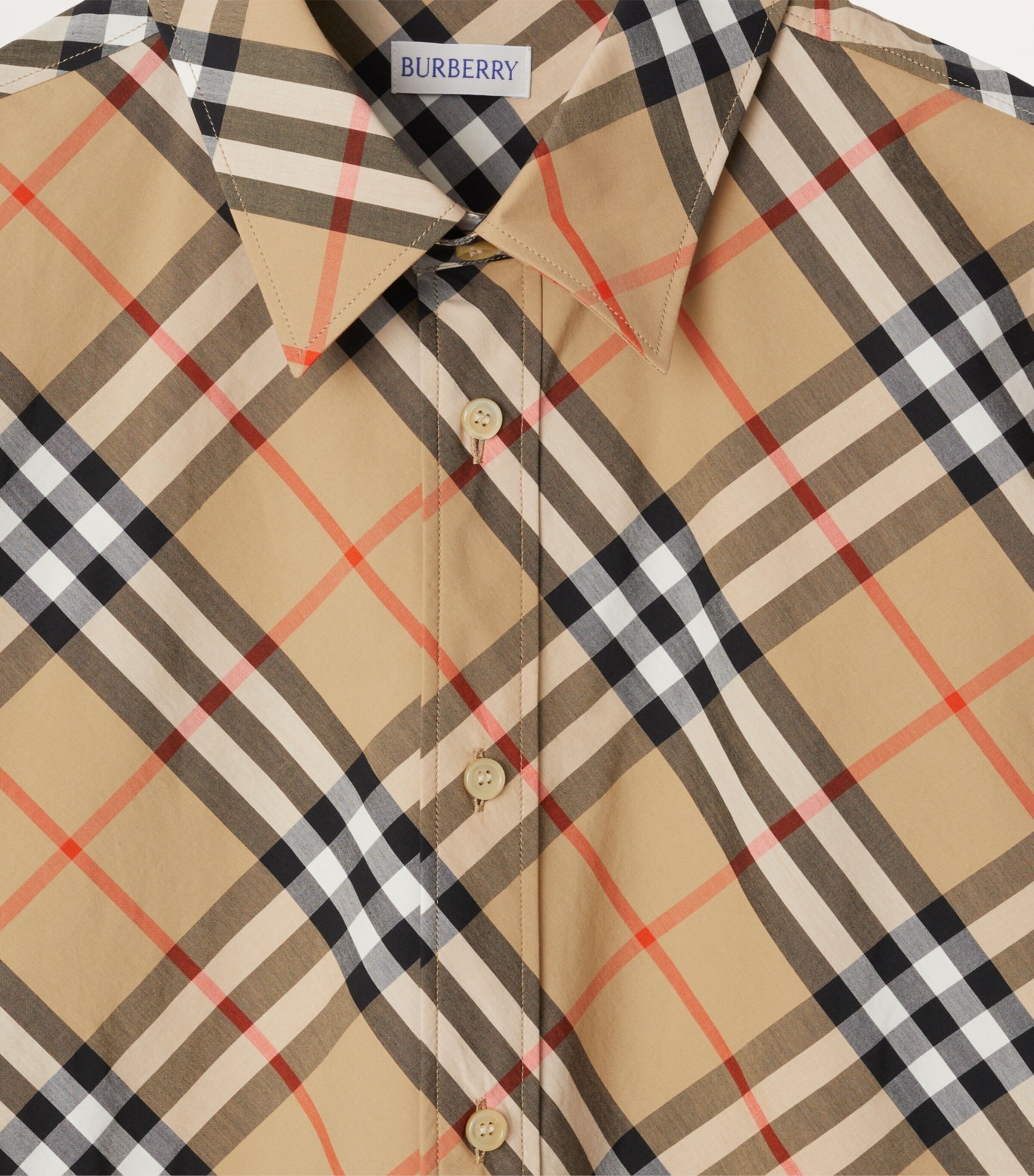 Organic Cotton Short-Sleeve Check Shirt SAND IP CHECK Image 6