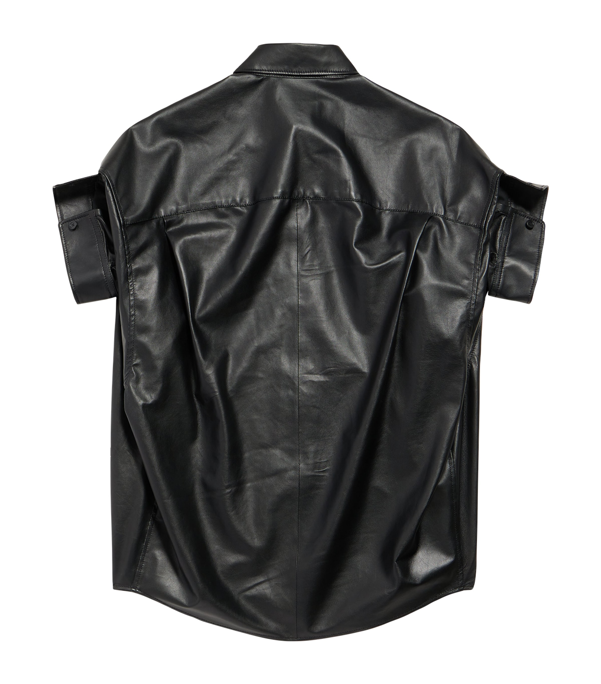 Leather Tucked-Sleeve Shirt 1000 Image 6