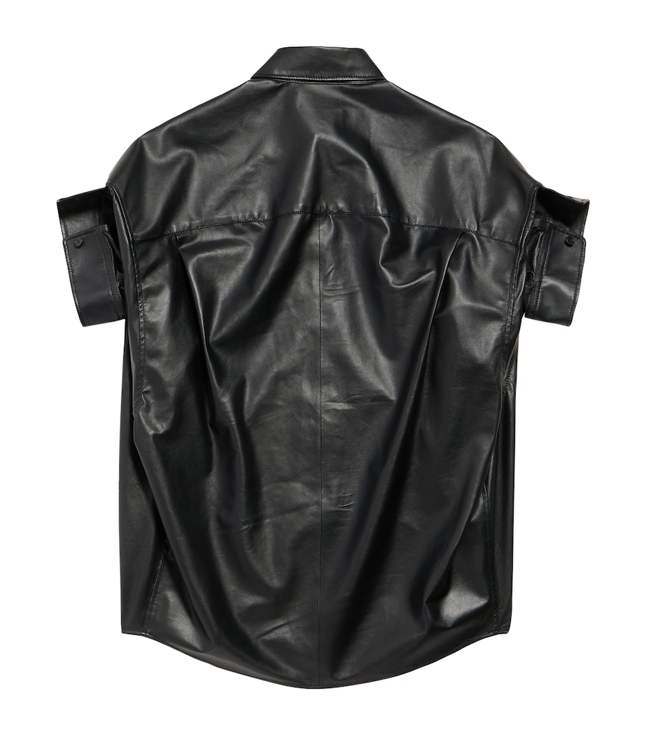 Leather Tucked-Sleeve Shirt 1000 Image 6