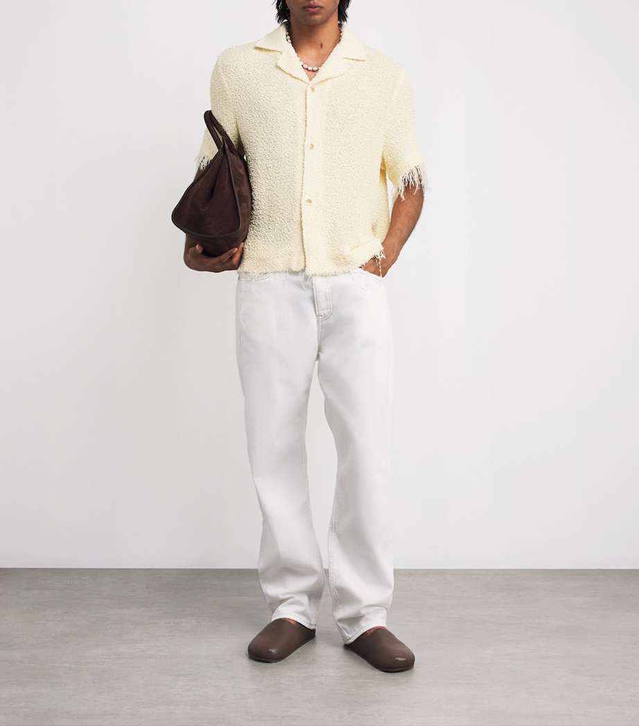 Distressed Bouclé Short-Sleeve Fausto Shirt PEARL BOUCLE Image 2