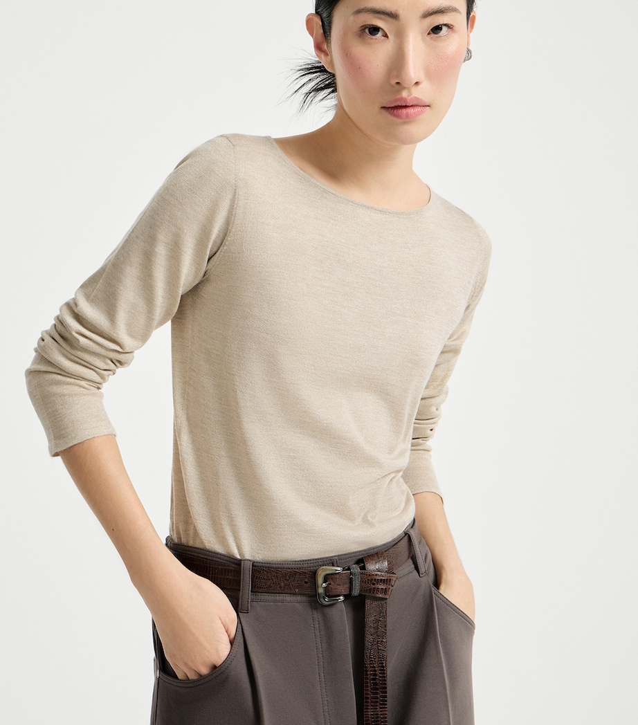 Brunello Cucinelli Womens Cashmere-Silk-Blend Sweater Image 2
