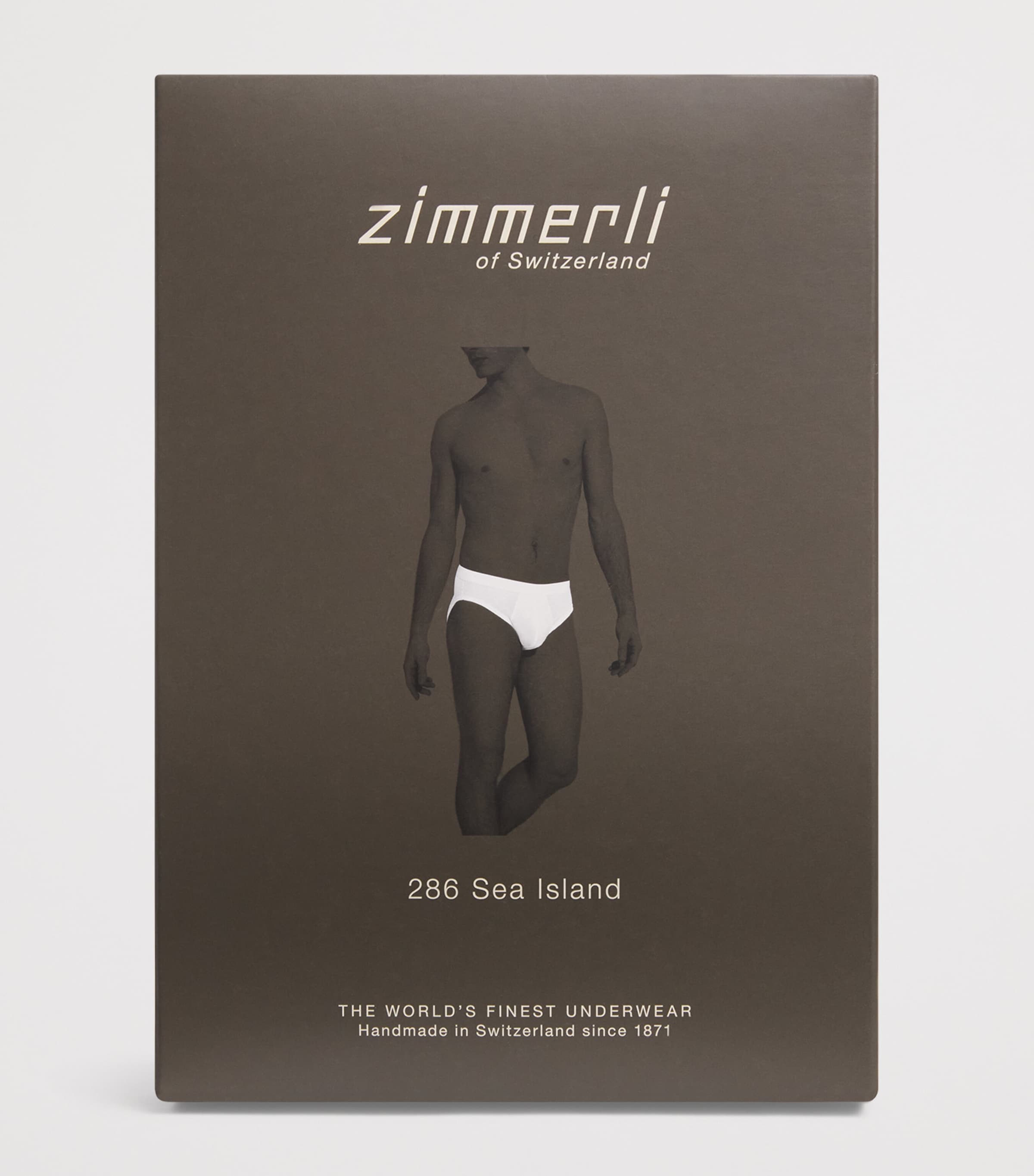 Zimmerli Mens Sea Island Cotton Briefs Grey Blue Image 4