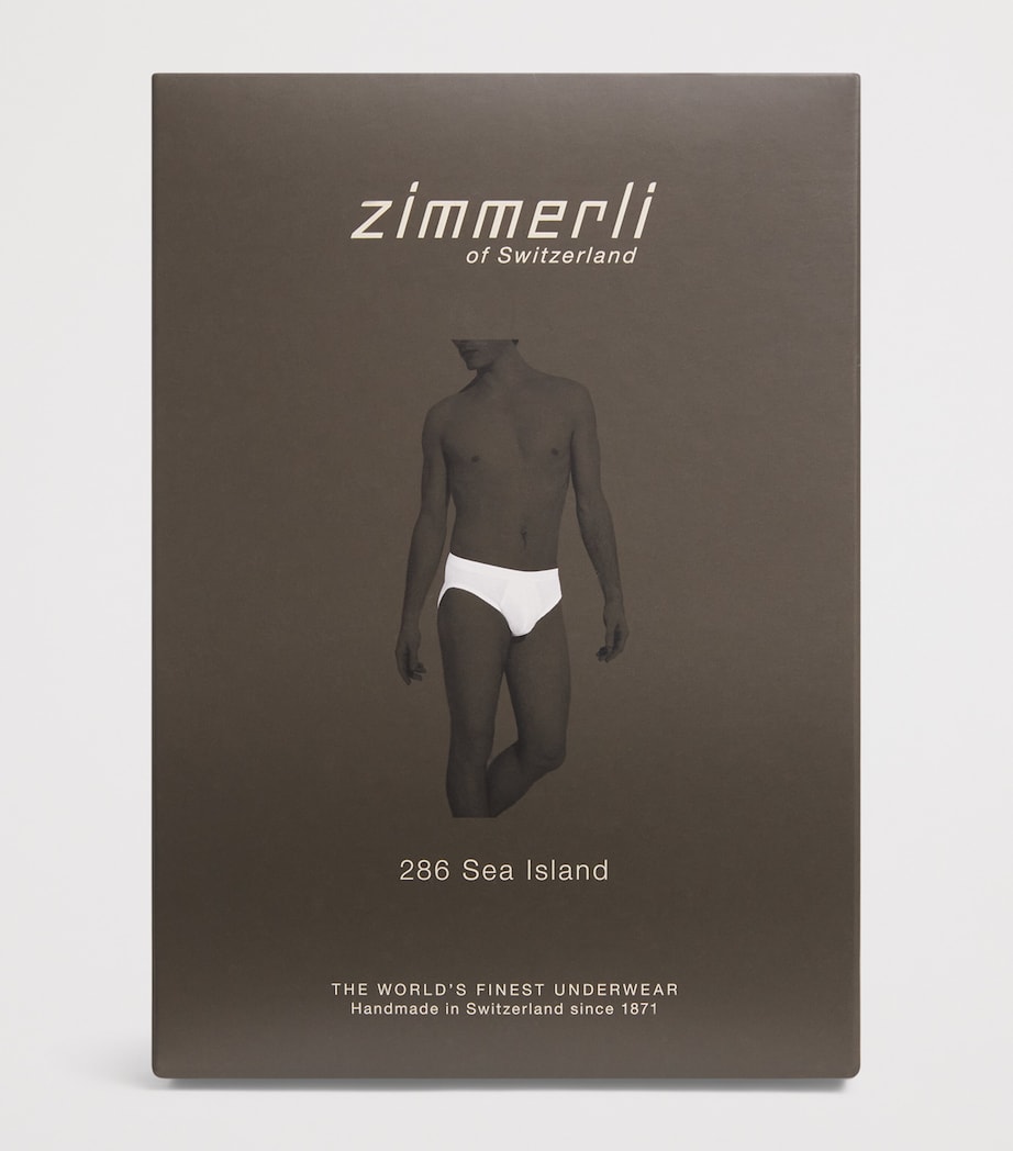 Zimmerli Mens Sea Island Cotton Briefs Grey Blue Image 4