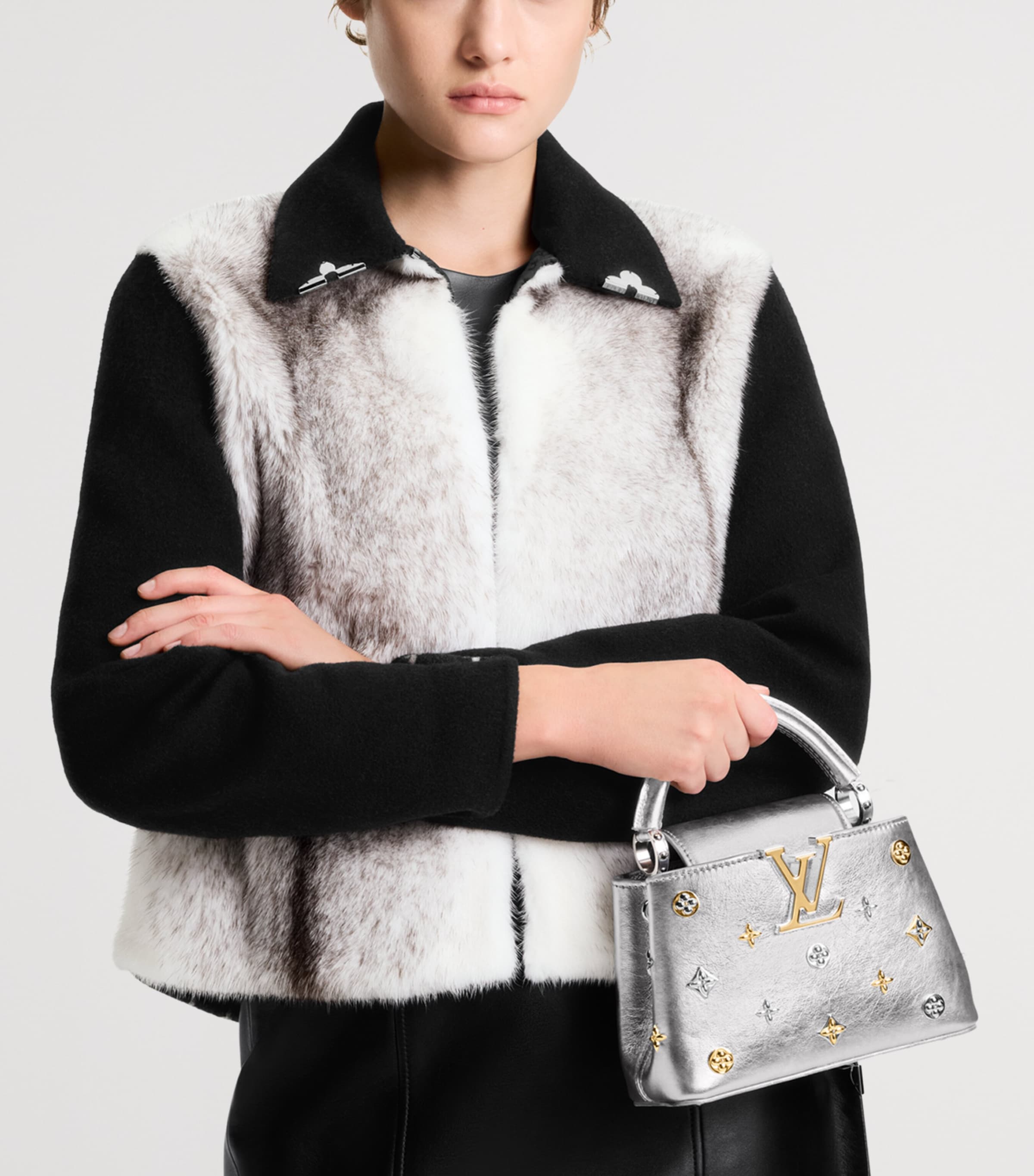 Mini Leather Capucines Top-Handle Bag SILVER Image 2