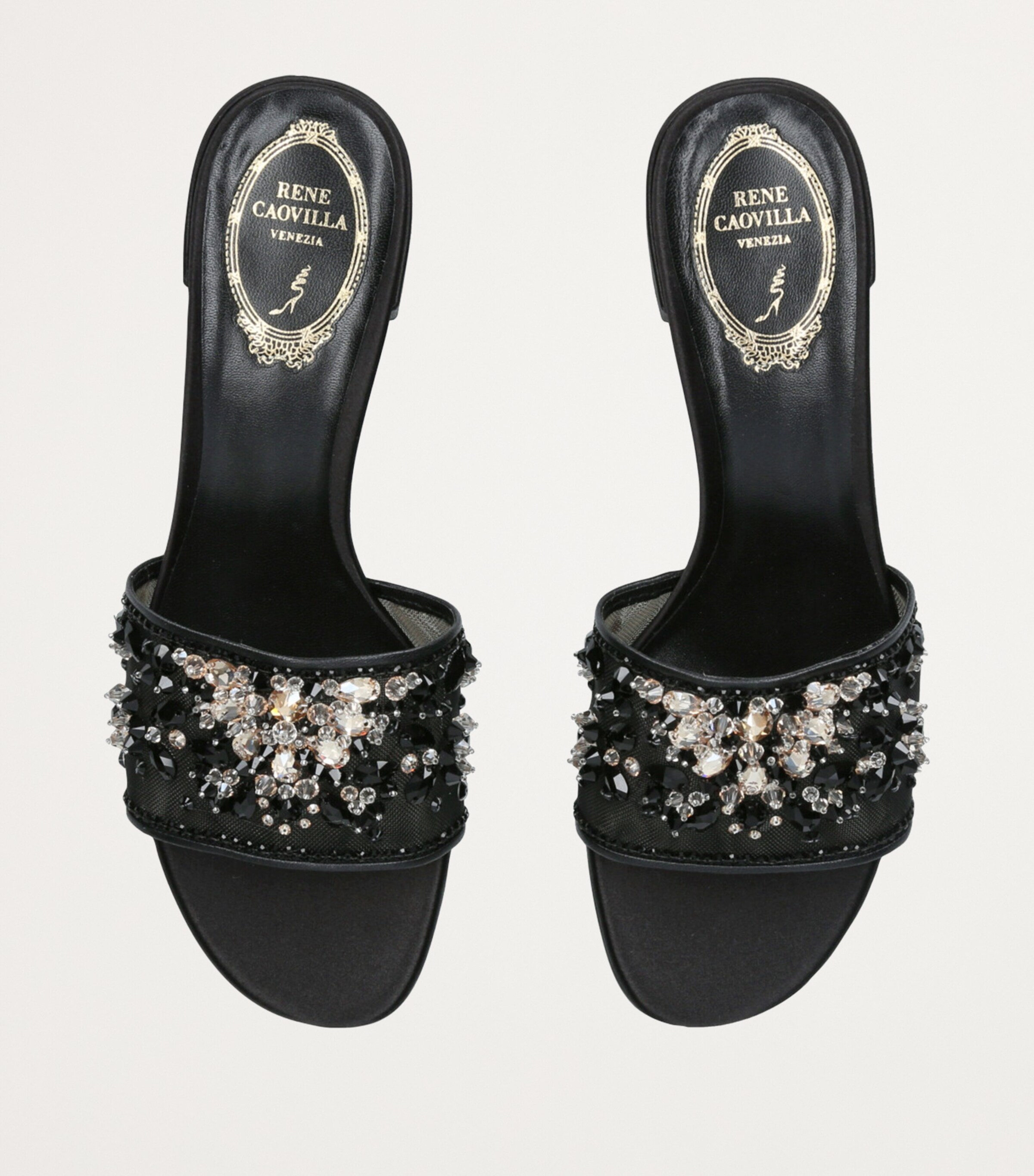 René Caovilla Embellished Cinderella Heeled Mules 40 Black/comb Image 4