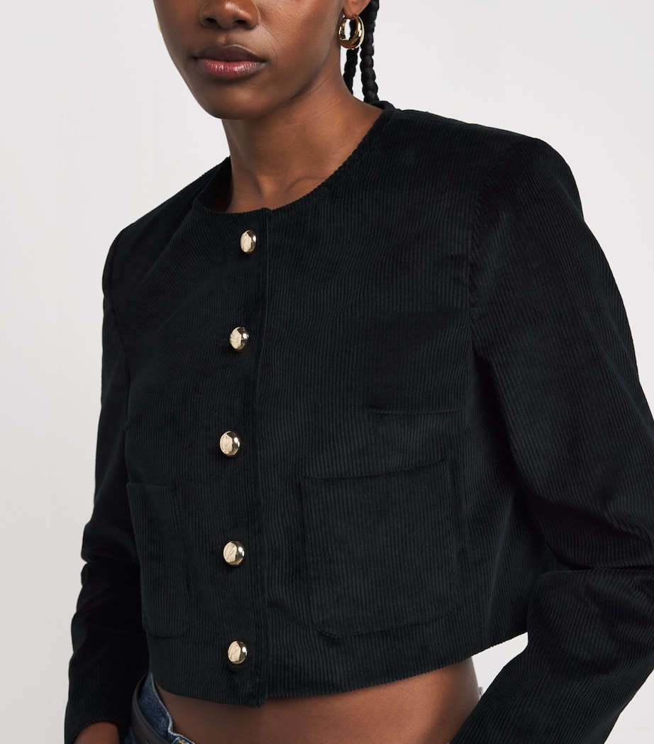 Velvet Cropped Blazer BLACK Image 6