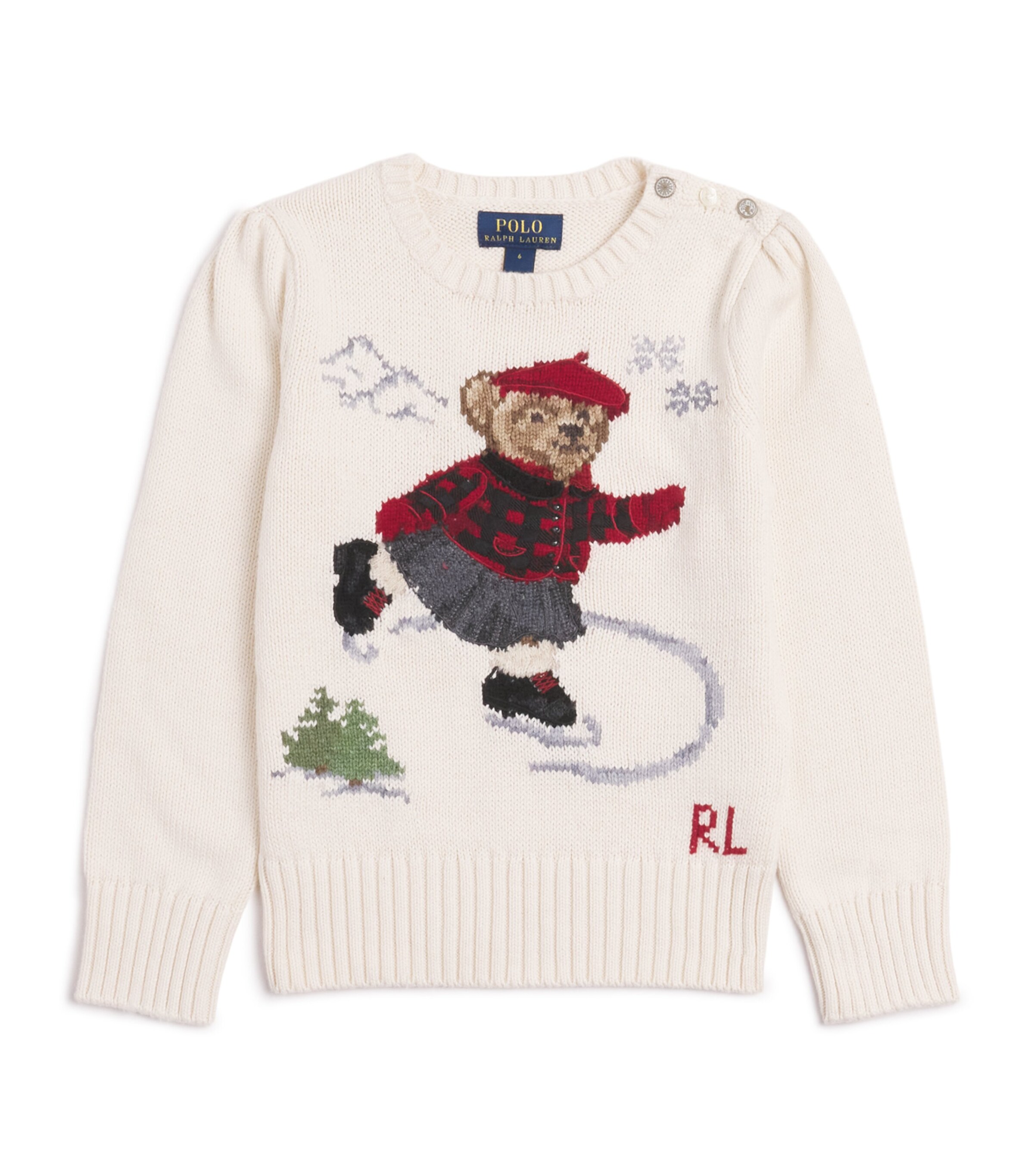 Cotton Polo Bear Sweater (2-6 Years) CREAM Image 1