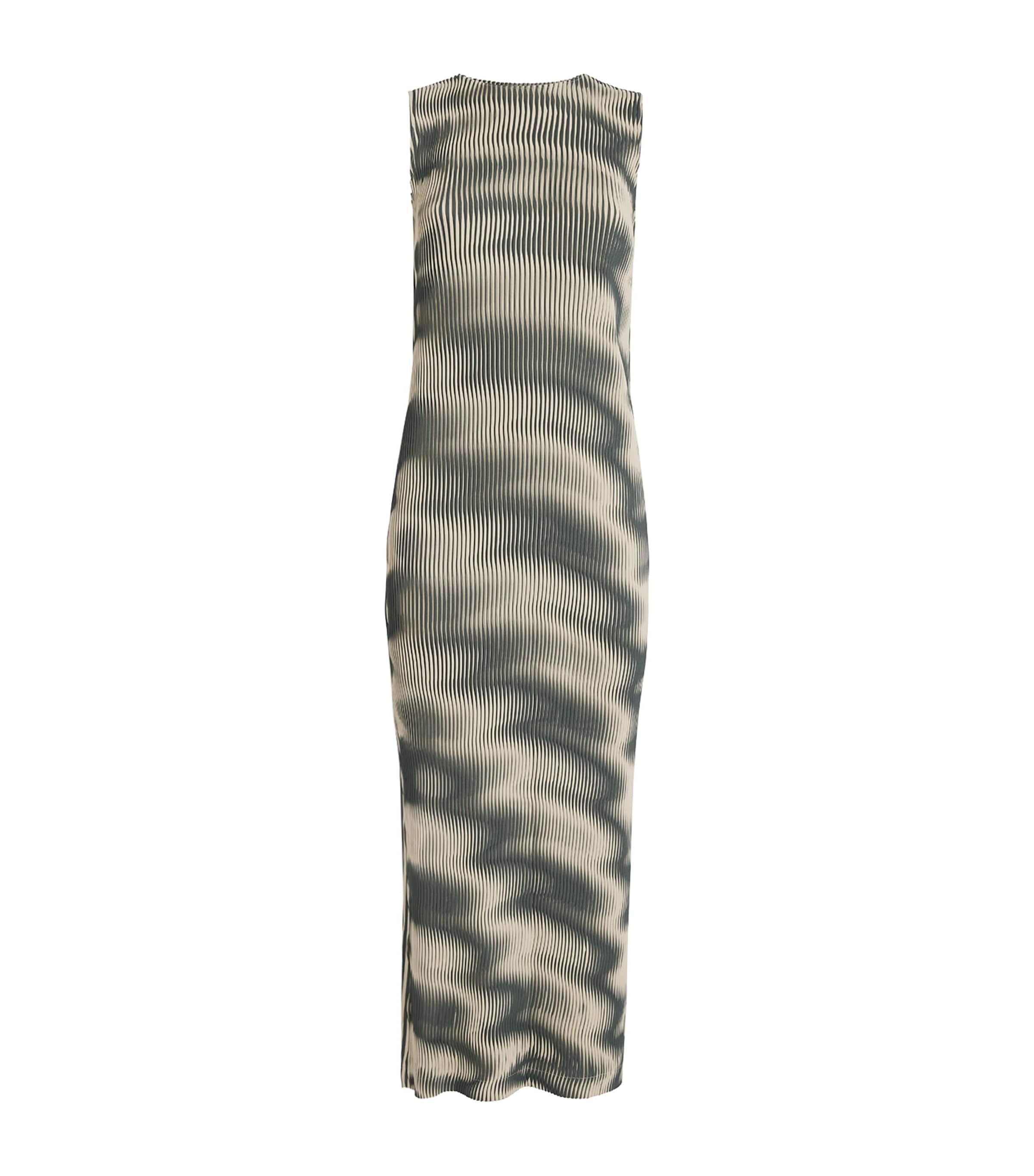 Shop Issey Miyake Sway Pleats Printed Midi Dress In Brown