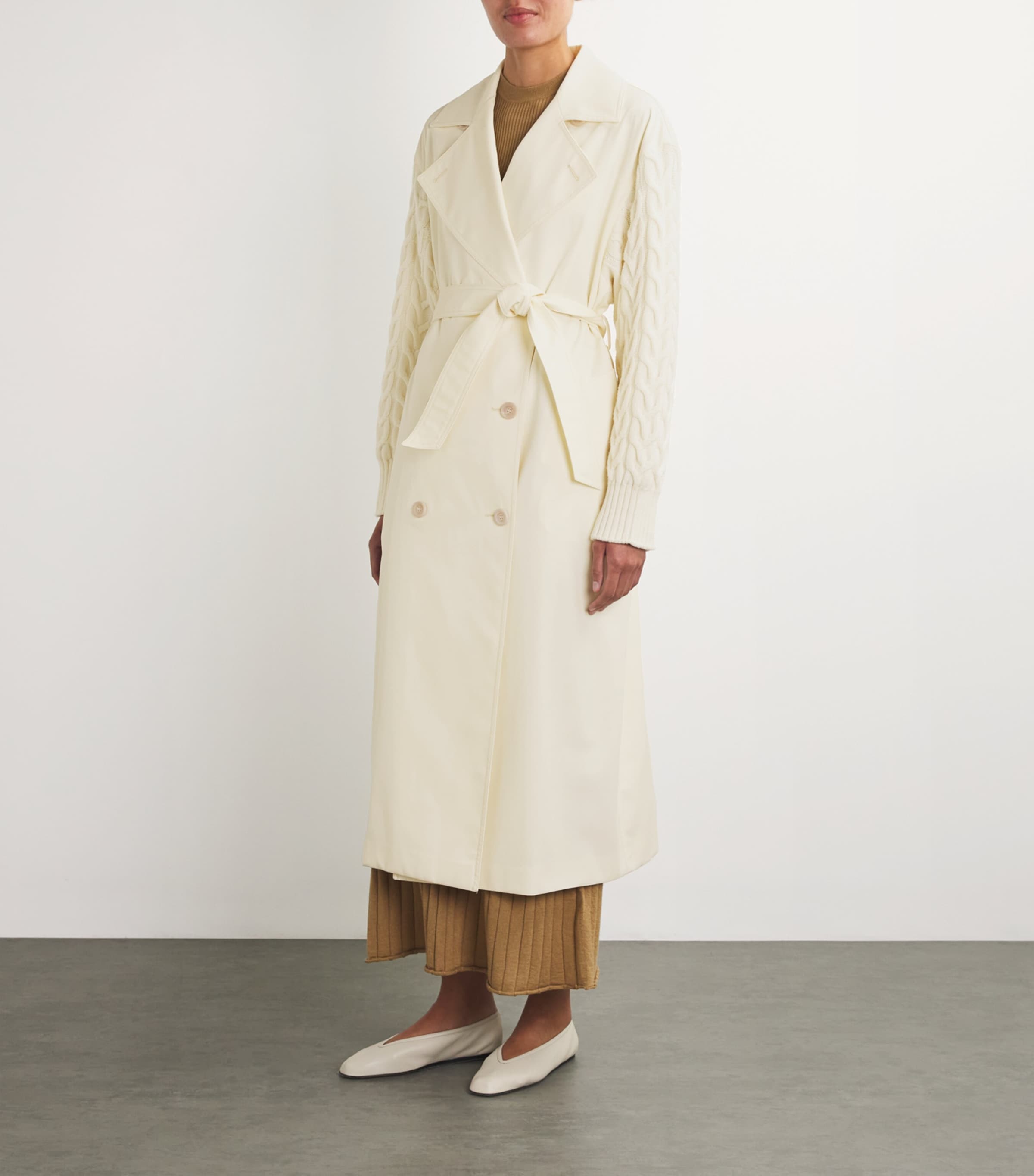 Max Mara Knit-Sleeve Trench Coat | Harrods US