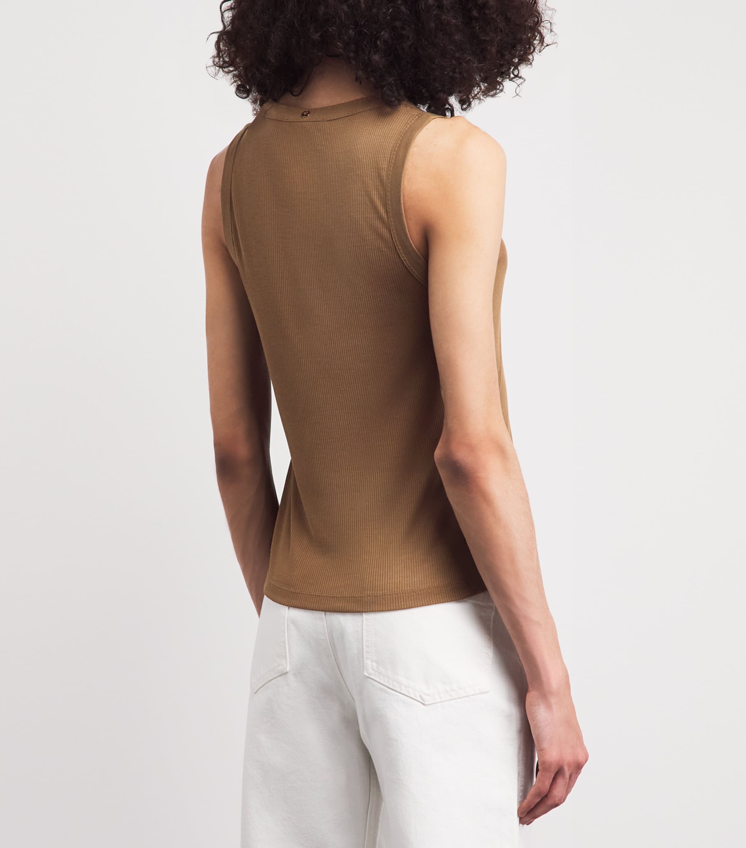 Maje Womens Rib-Knit Tank Top Brown Image 5