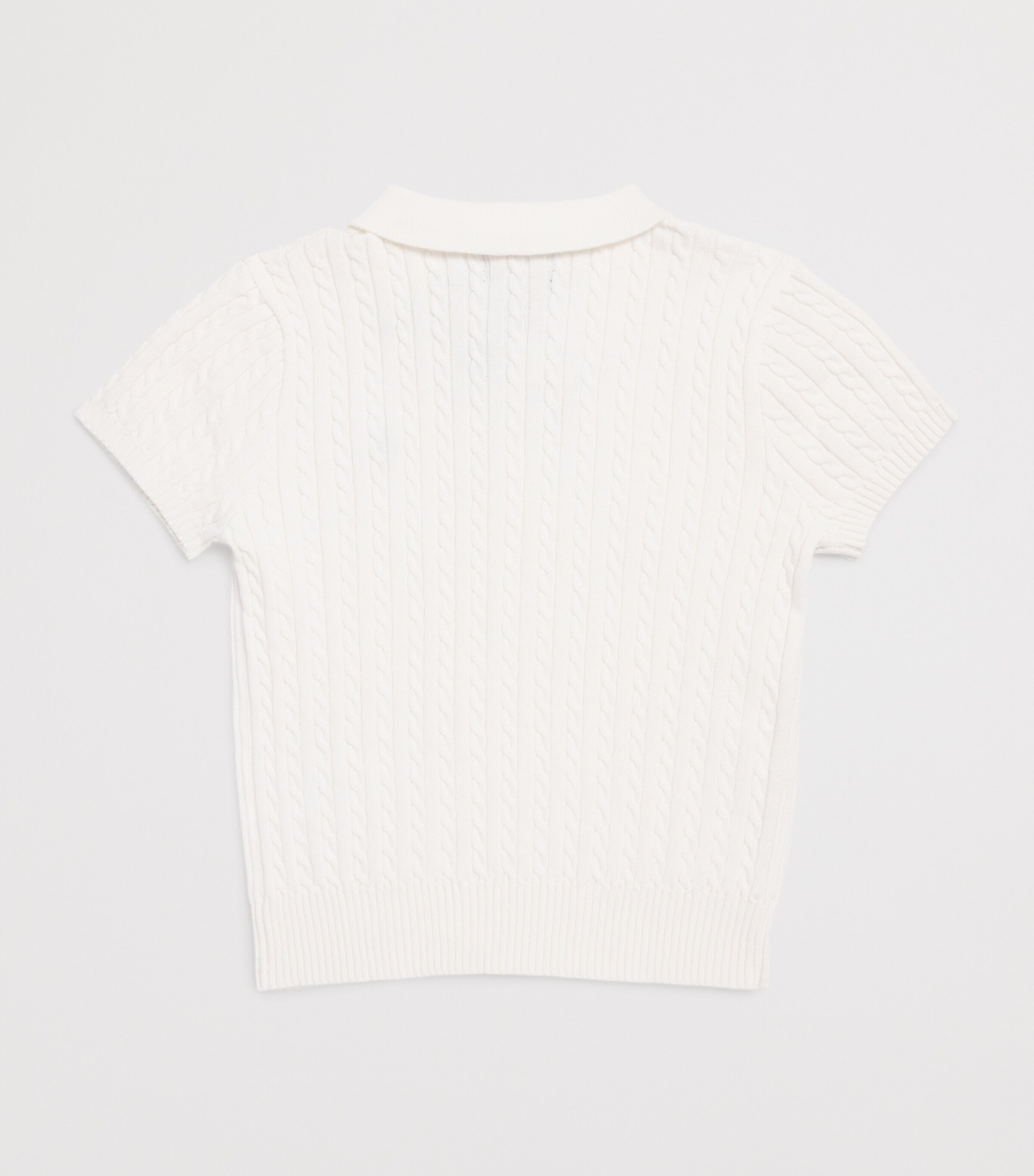 Cable-Knit Polo Sweater (7-14 Years) WHITE Image 2