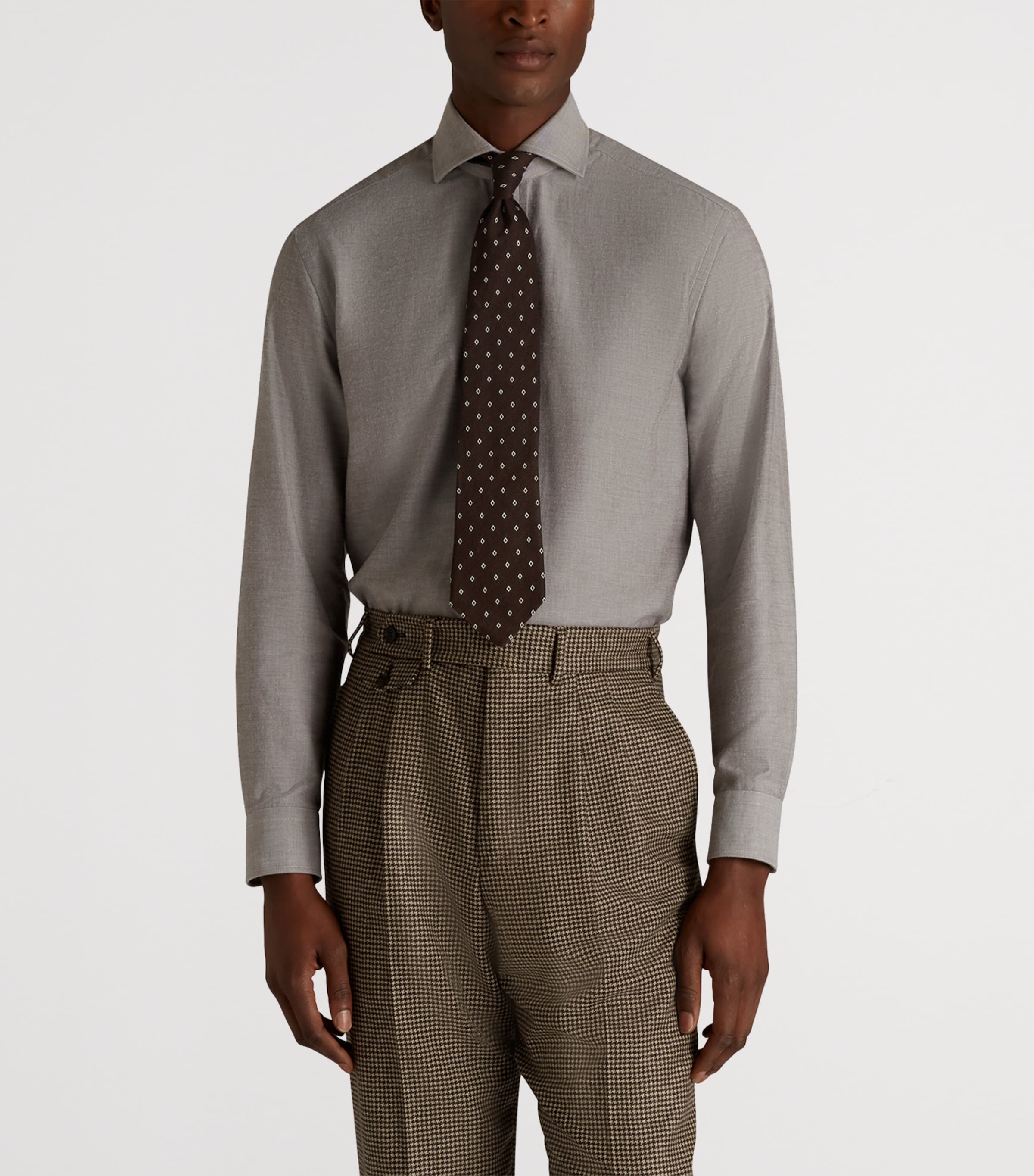 Cotton-Cashmere Oxford Shirt 201BROWN Image 3