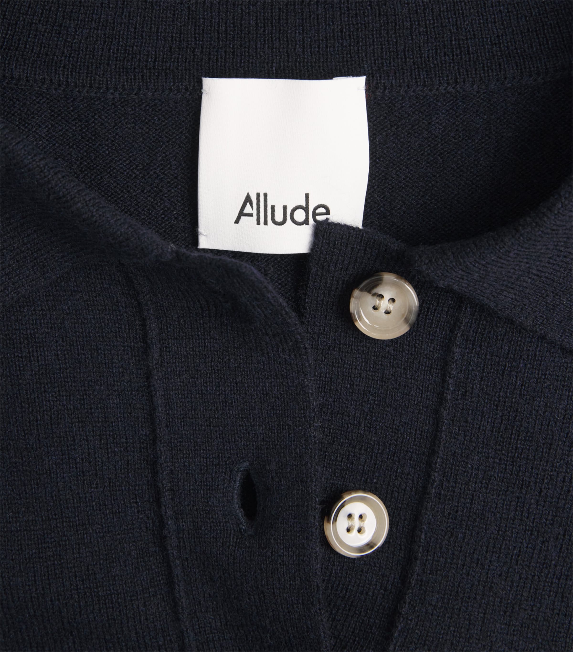 Allude Womens Cashmere Polo Sweater Navy Image 5