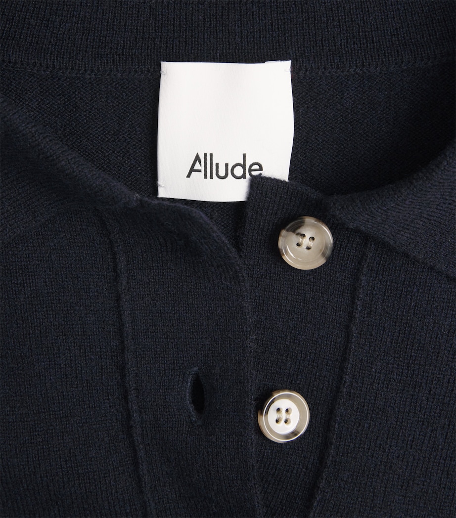 Allude Womens Cashmere Polo Sweater Navy Image 5