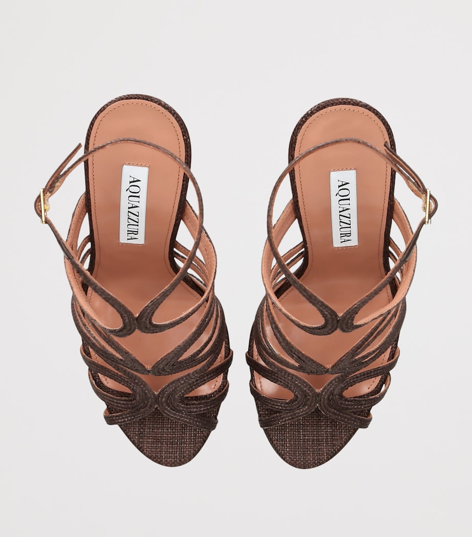 Aquazzura Raffia Serenade Heeled Sandals 105 Dark Brown Image 4