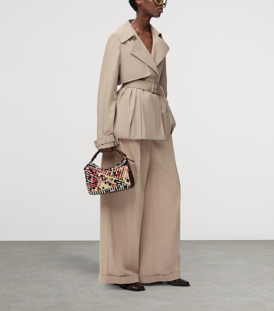 Cotton Wide-Leg Trousers BEIGE Image 2