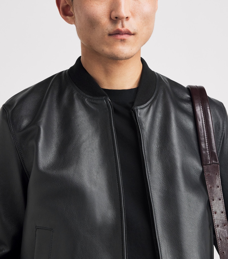 Sandro Paris Mens Leather Bomber Jacket Black Image 3