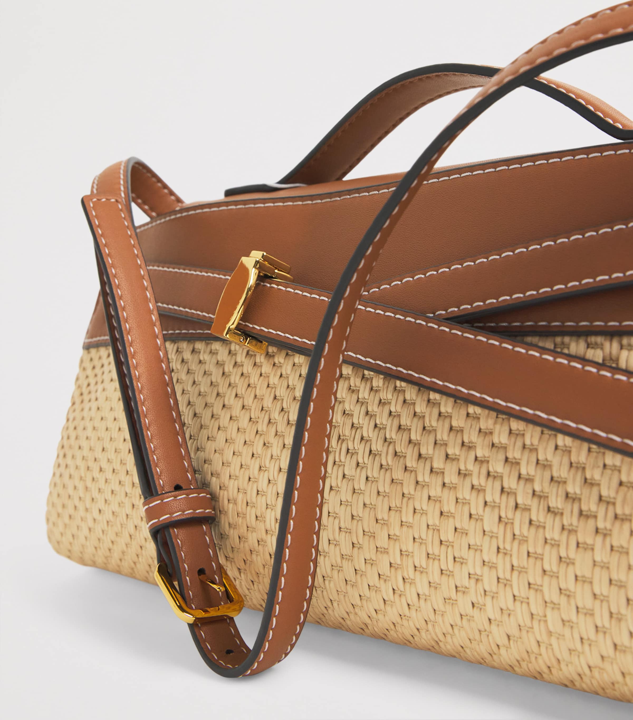 Veronica Beard Raffia-Leather Dash Clutch Bag Hazelwood/nat Image 7