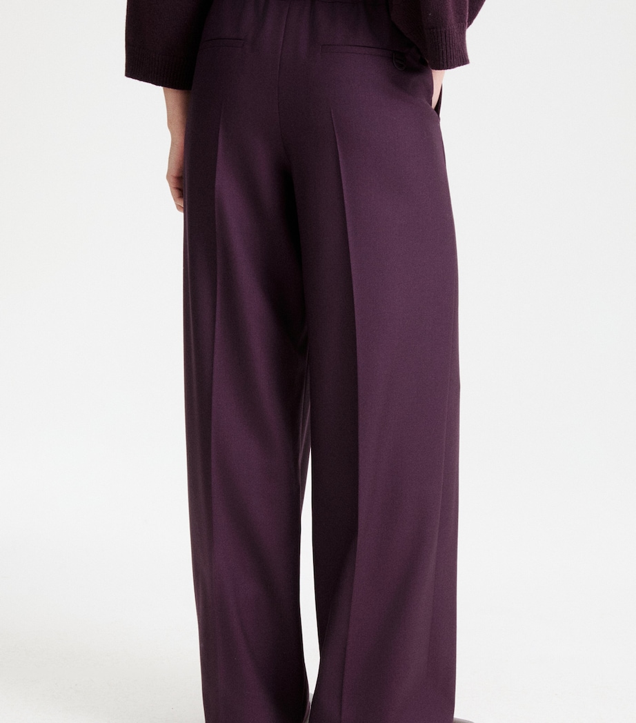 Marella Womens Virgin Wool Drawstring Relaxed Trousers Blackberry Image 3