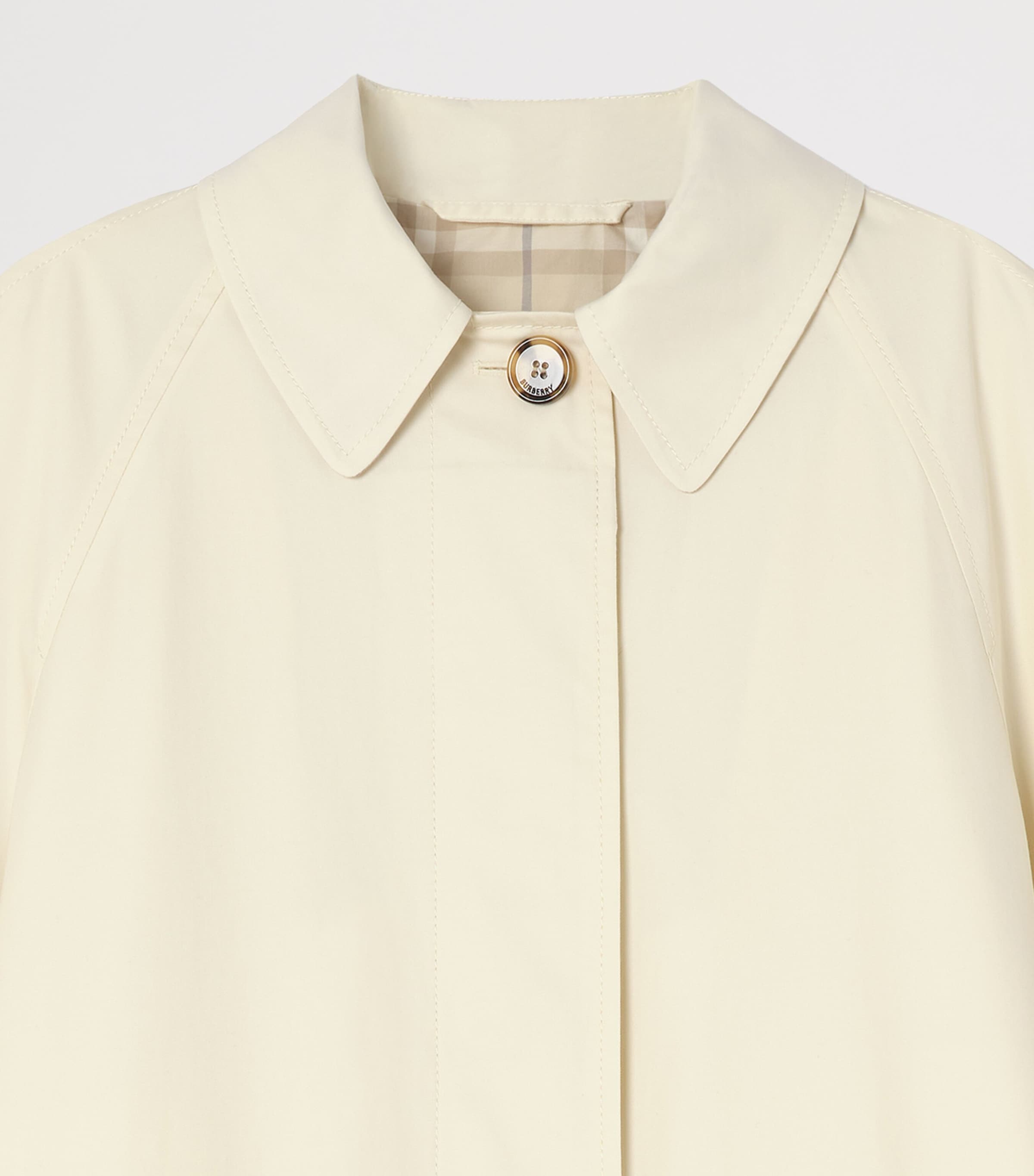 Burberry Womens Tropical Gabardine Long Car Coat Tundra White Image 2