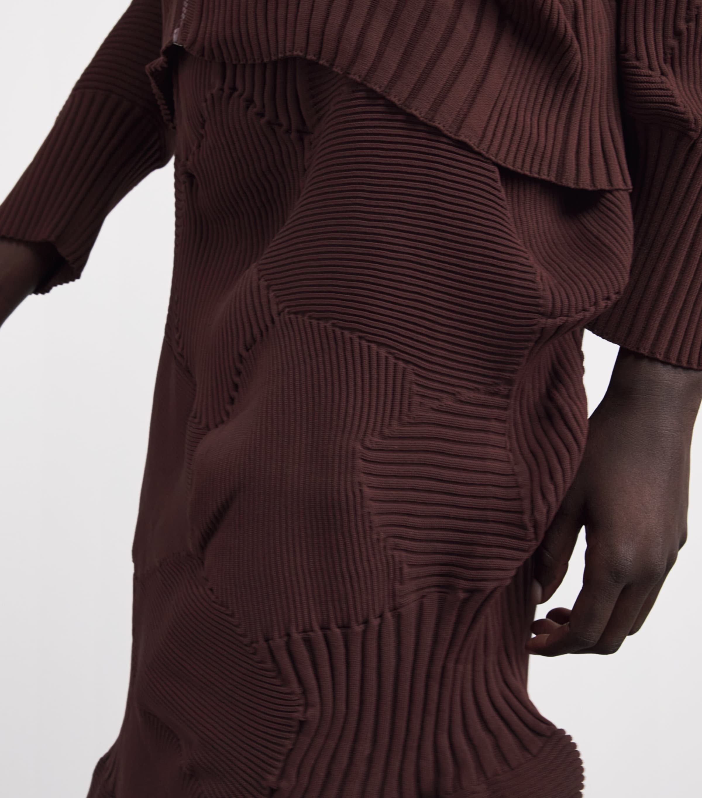 Issey Miyake Womens Kone Kone Knit Skirt Dark Brown Image 3