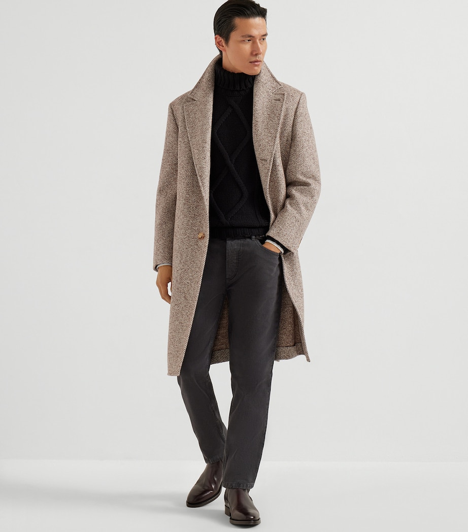 Wool-Alpaca-Blend Chevron Overcoat C005 Image 2