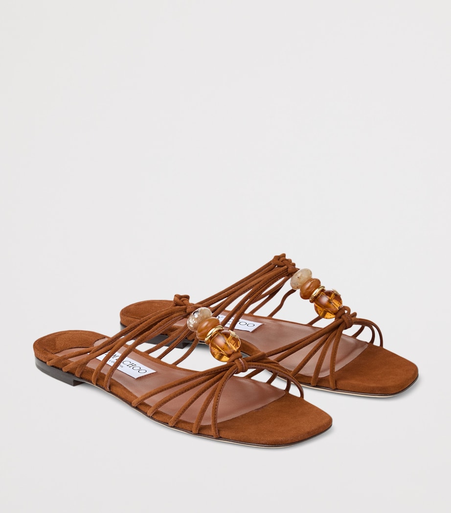 Jimmy Choo Lova Leather Flat Mules Tan Mix Image 2