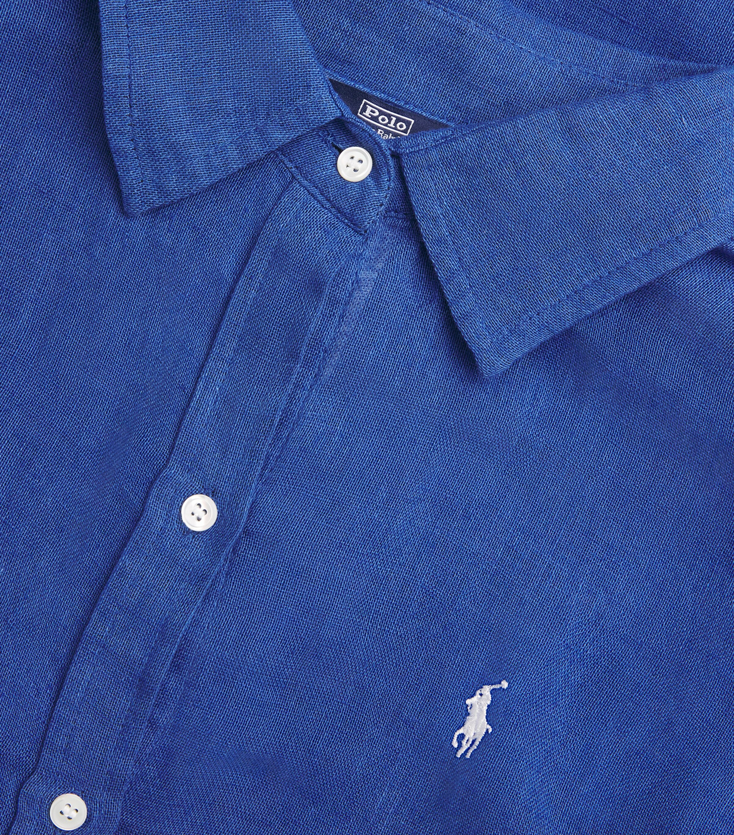 Polo Ralph Lauren Womens Organic Cotton-Linen Boyfriend Shirt Ultra Marine Image 6
