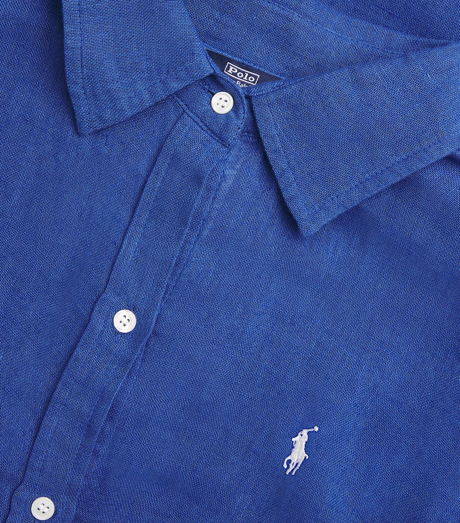 Polo Ralph Lauren Womens Organic Cotton-Linen Boyfriend Shirt Ultra Marine Image 6