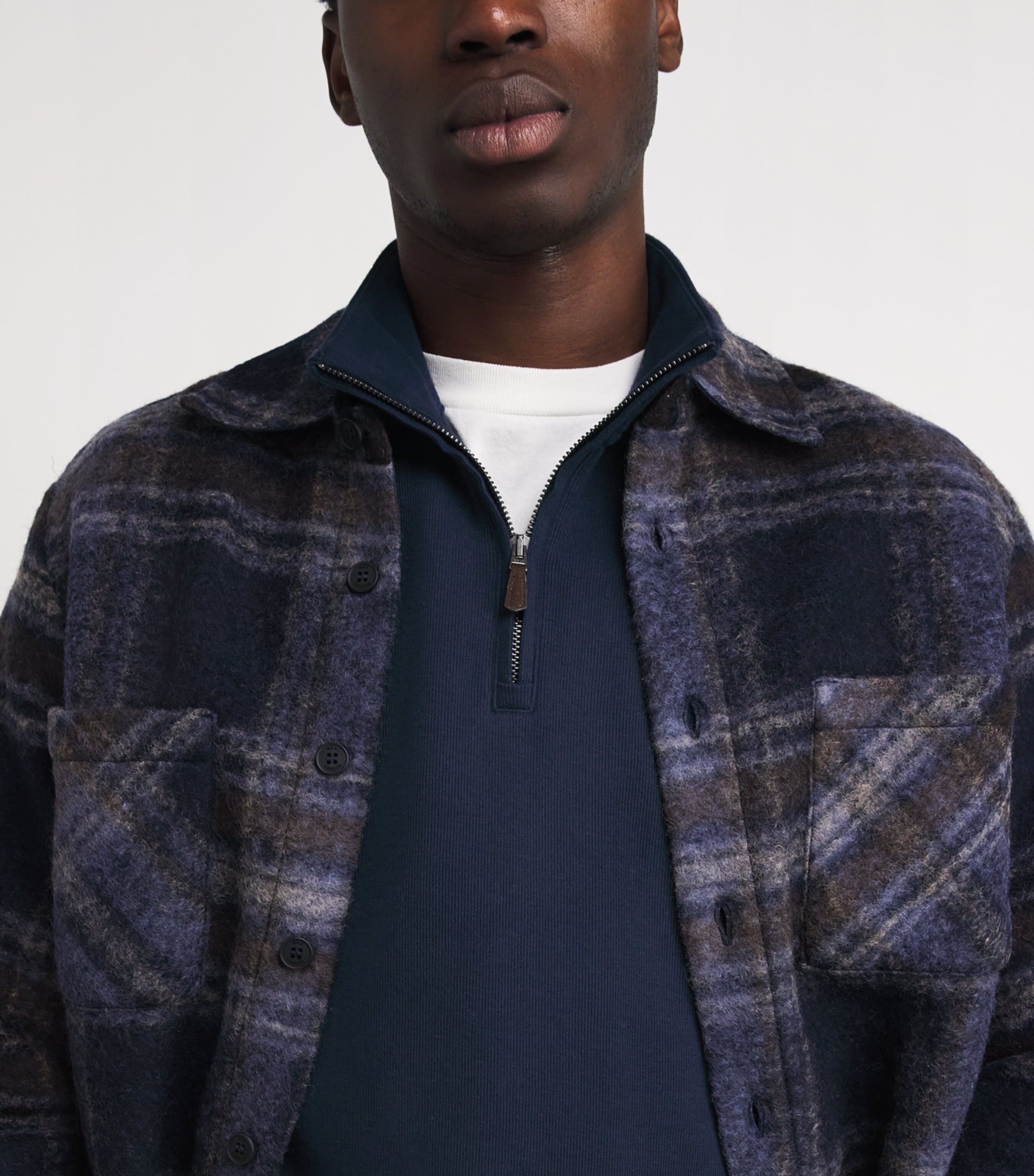 Cotton Logo Quarter-Zip Sweater NAVY Image 6