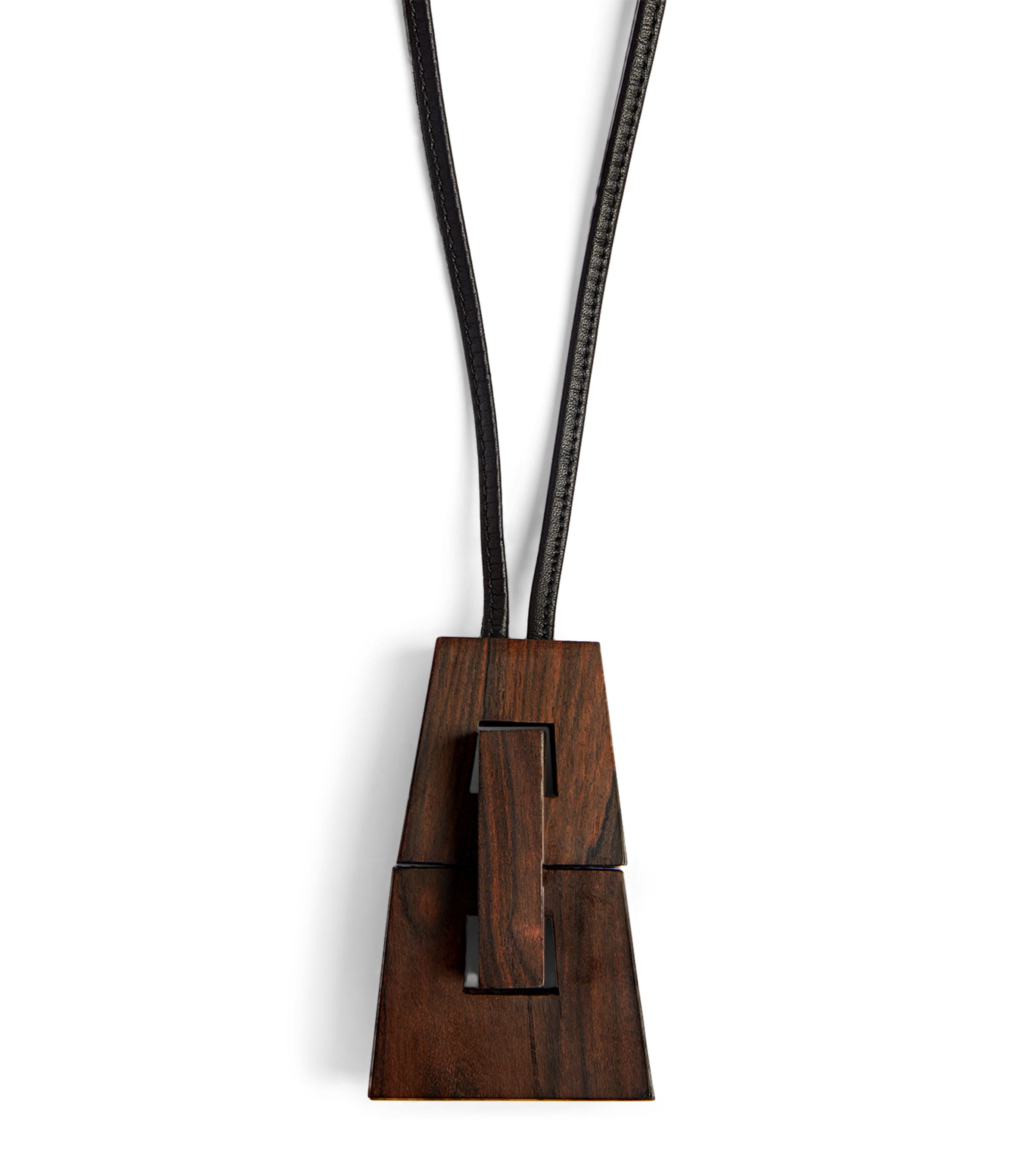 Eskandar X Monies Large Wooden Pendant Necklace In Brown