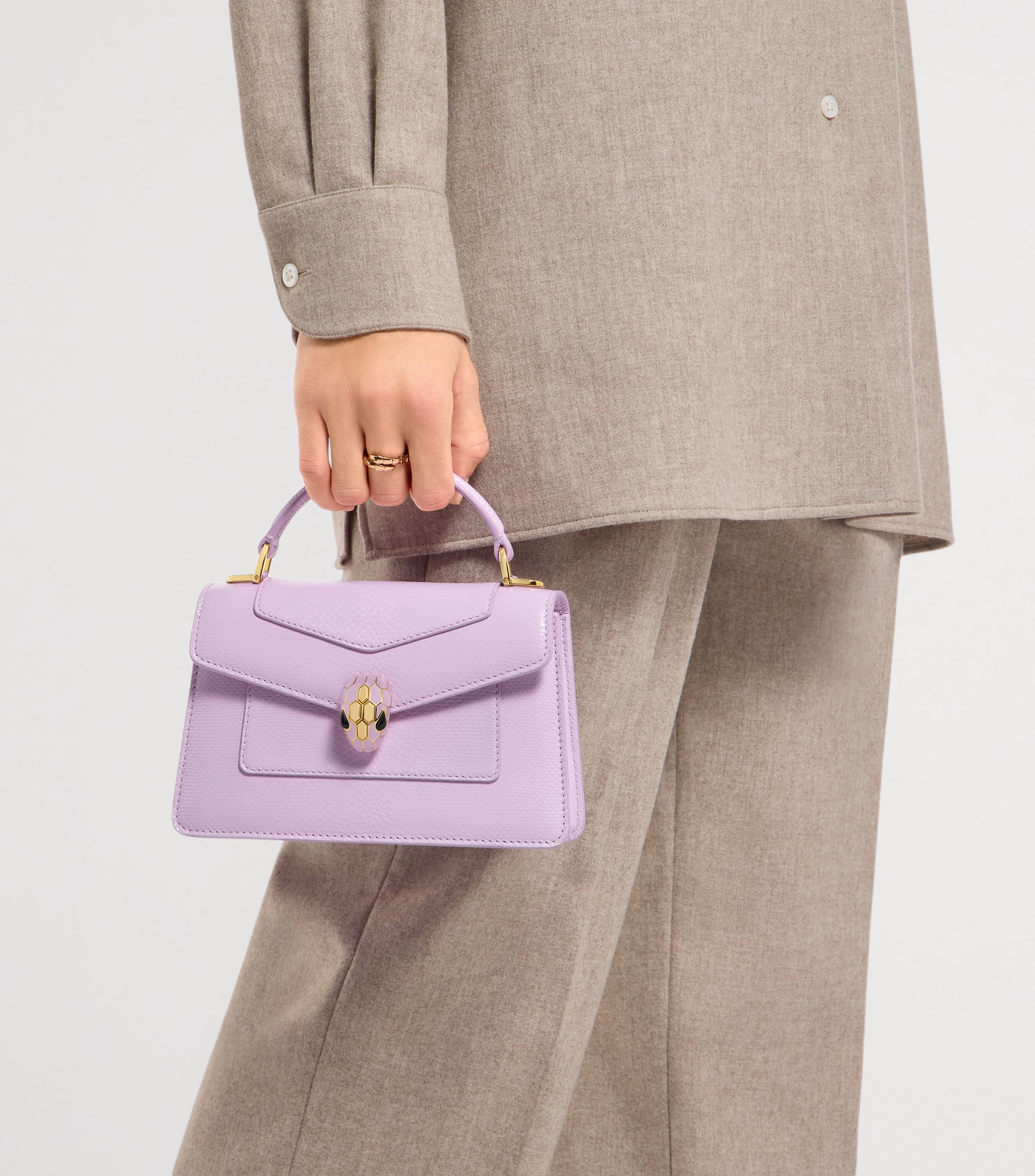 Bvlgari Mini Snakeskin Serpenti Forever Top-Handle Bag Fuchsia Image 2