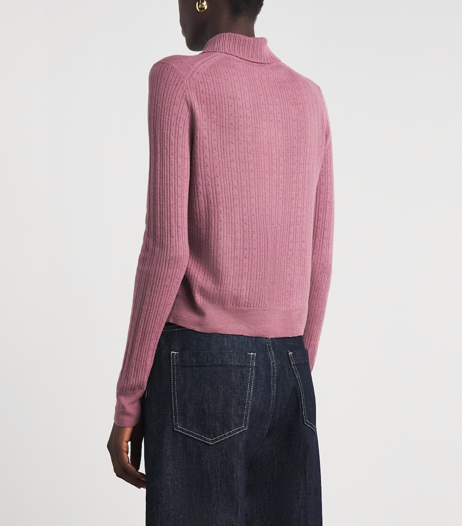 Vince Womens Wool Pointelle Cardigan Dusty Peony Image 5