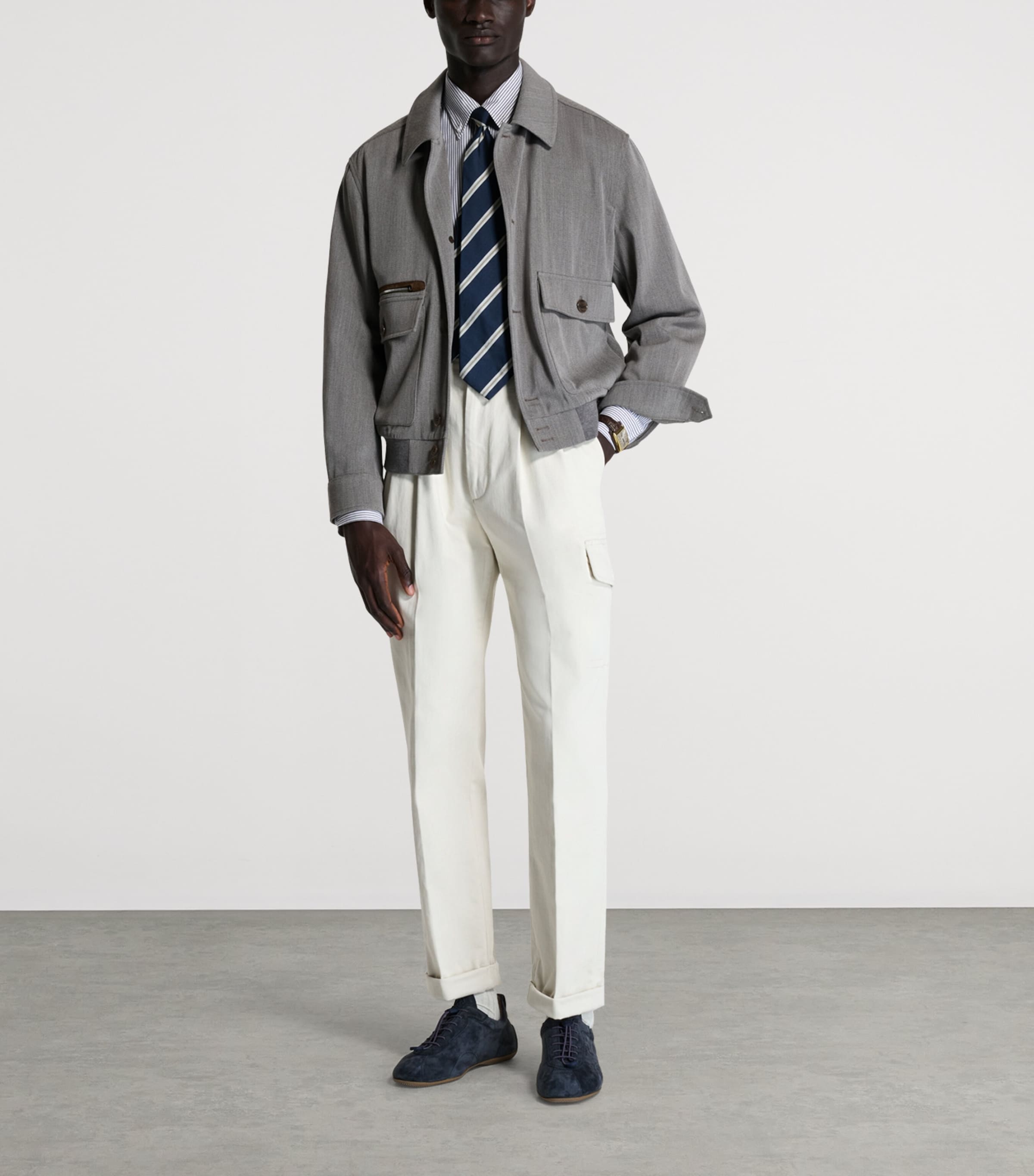 Wool Super 120s Bomber Jacket 256DRAB Image 2