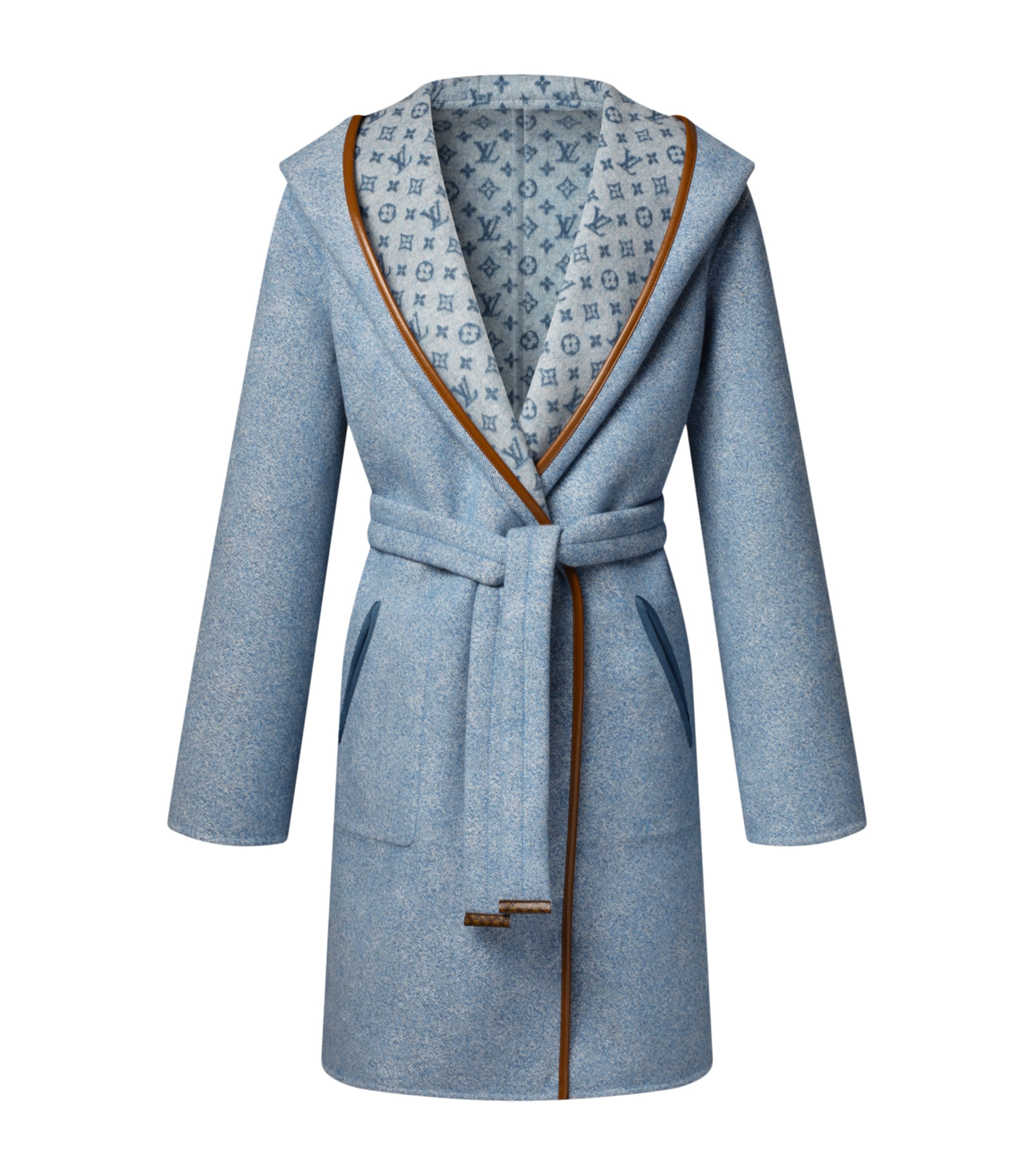 Wool-Silk Reversible Signature Wrap Coat DARK BLUE Image 1