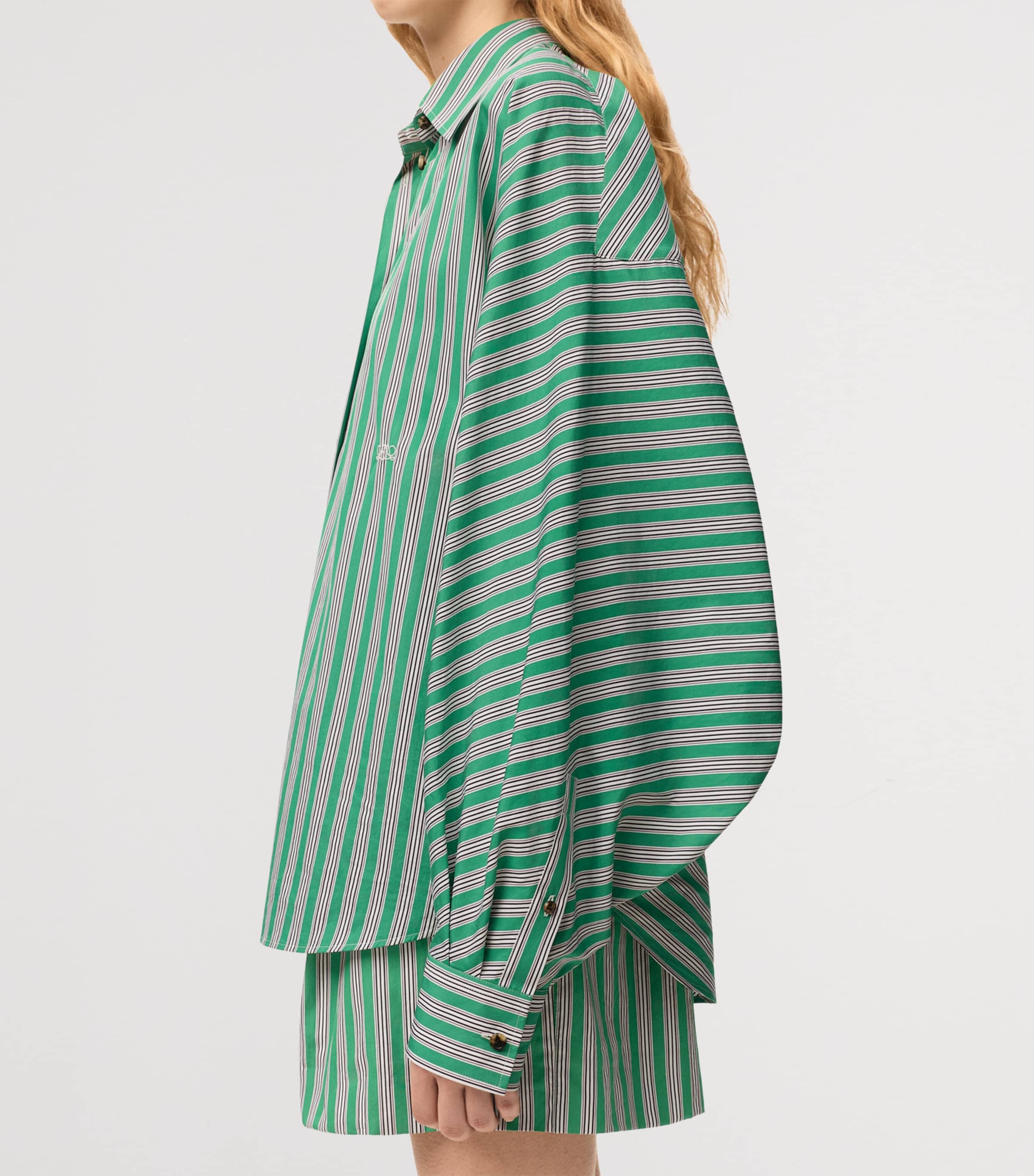 LOEWE Womens Oversized Stripe Shirt Green/white Image 5