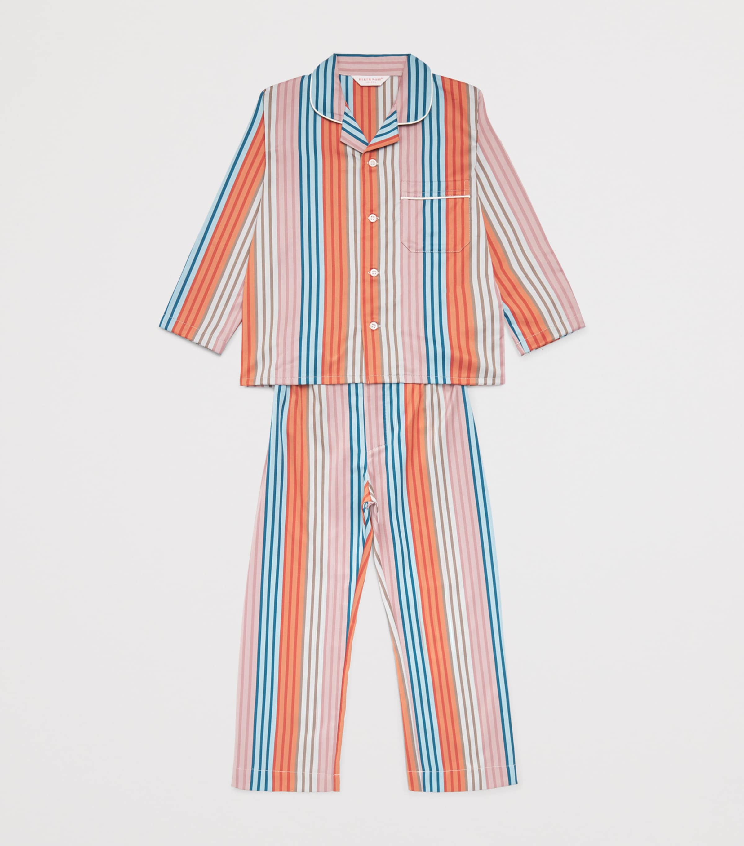 Derek Rose Kids Cotton Stripe Pyjama Set (3-16 Years) Multi Image 3