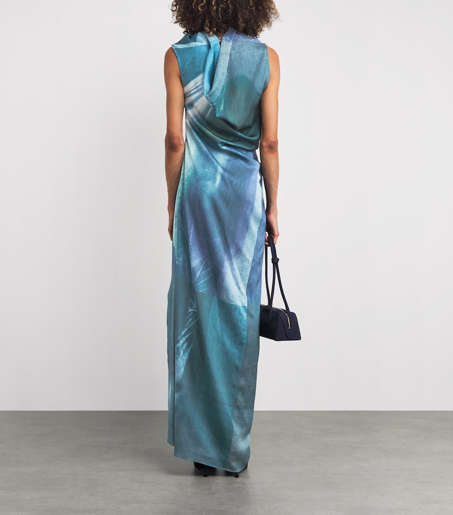 Jean Paul Gaultier Womens Draped Water Maxi Dress Indigo/vntgblue Image 3