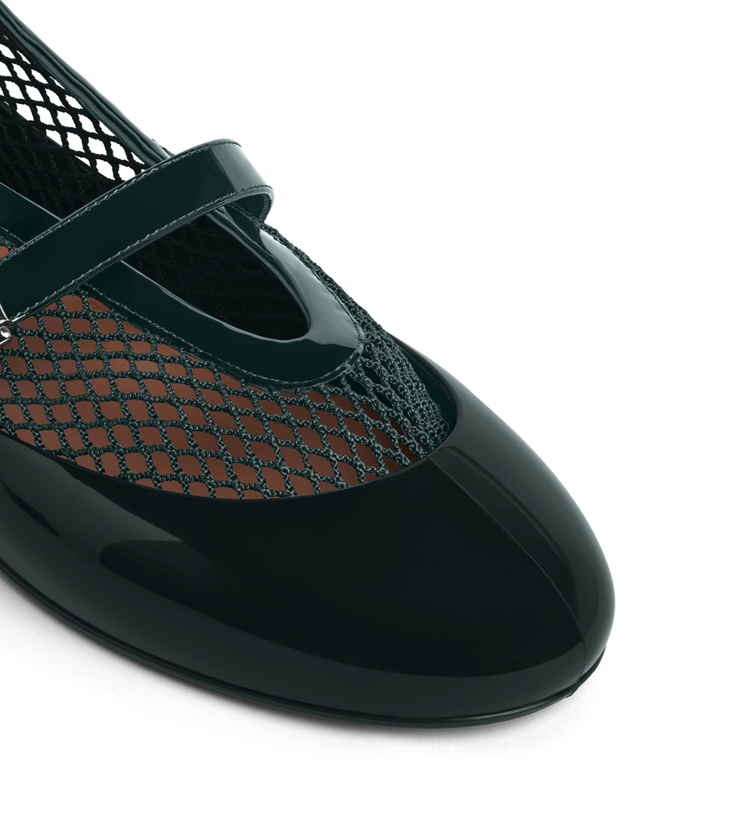Alaïa Patent Leather Fishnet Ballet Pumps Vert Foret Image 5