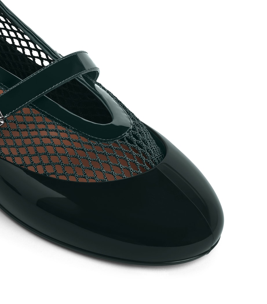 Alaïa Patent Leather Fishnet Ballet Pumps Vert Foret Image 5