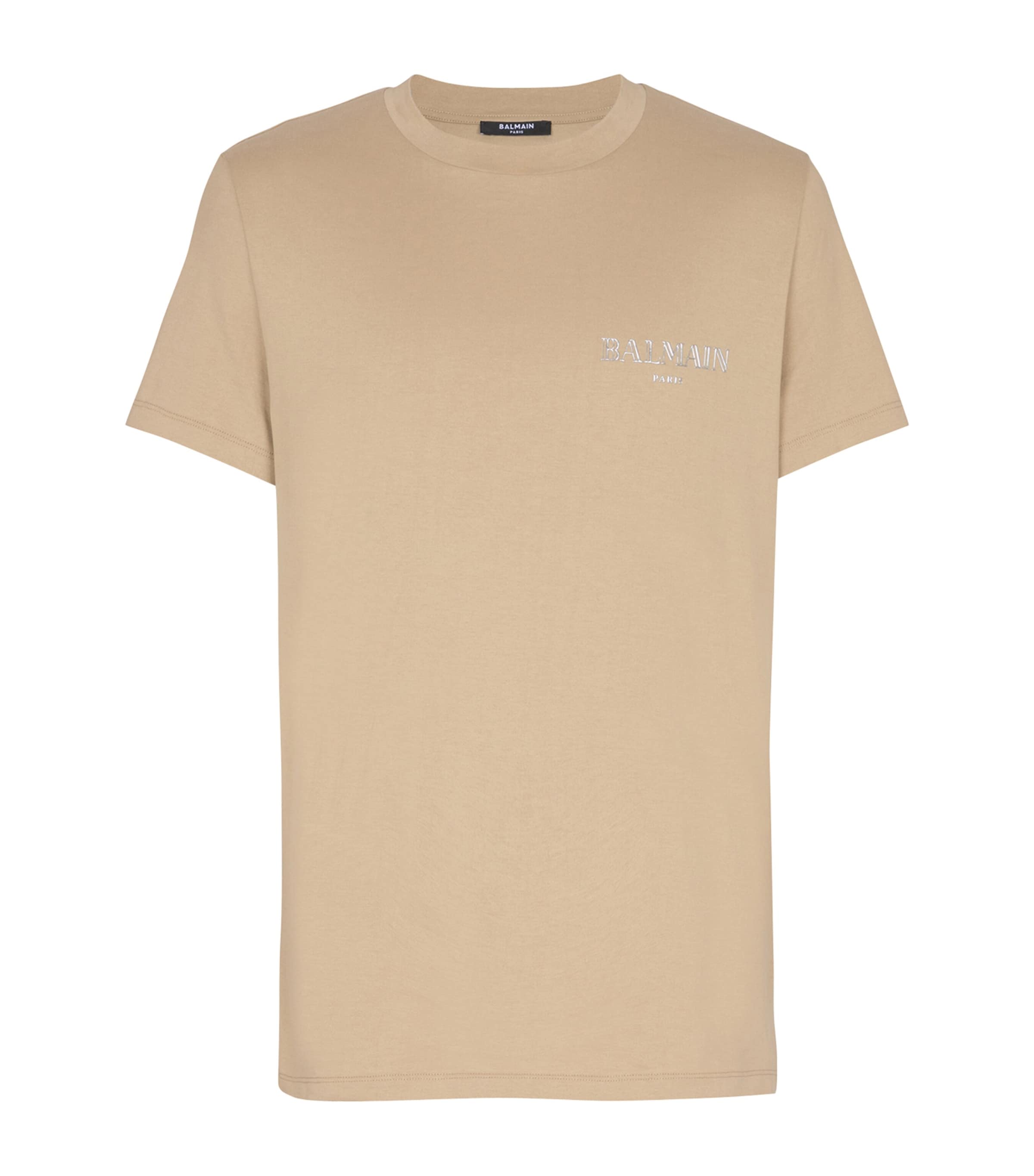 Balmain Beige Logo T-shirt In Neutral